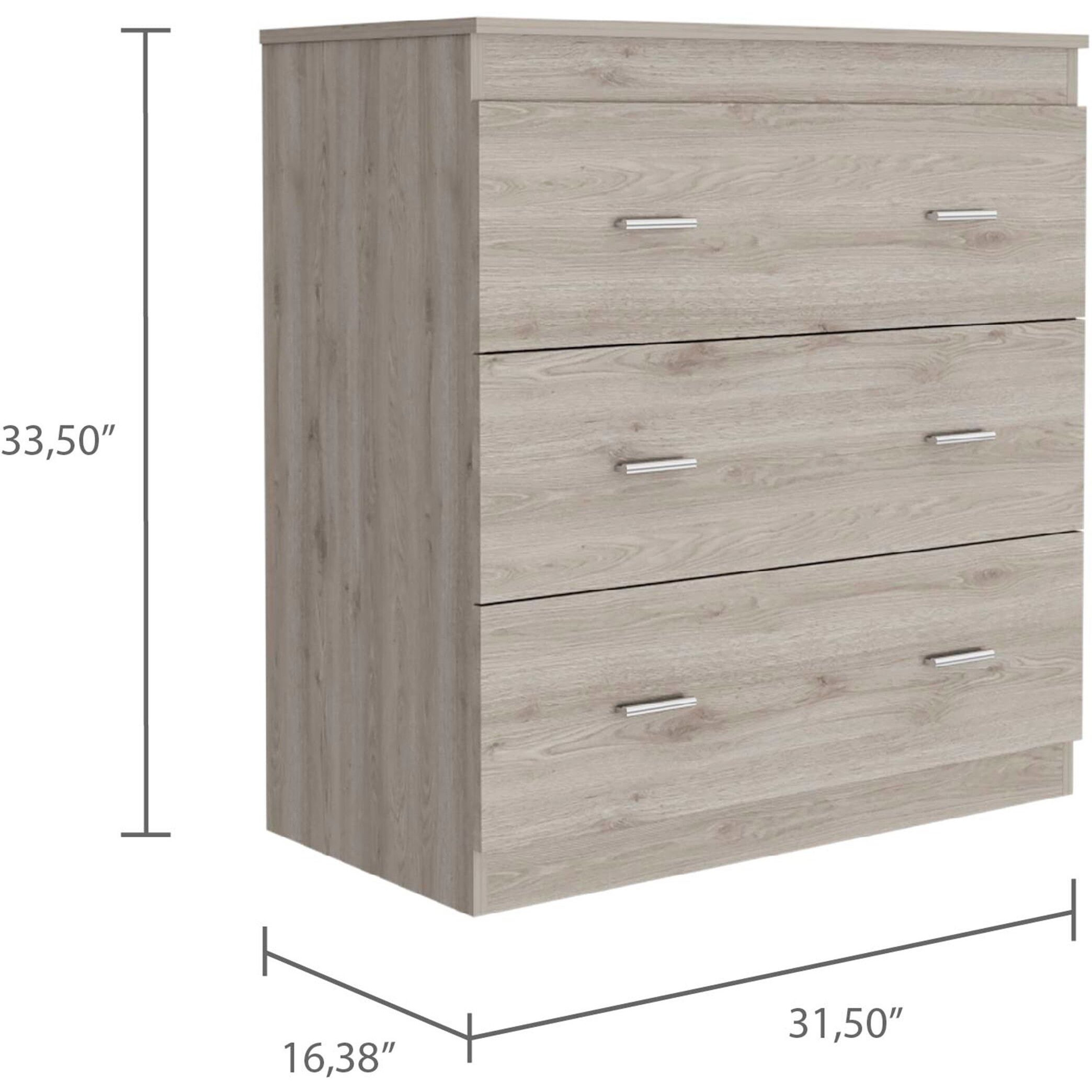 Dove Three Drawer Dresser  Superior Top  Light Gray