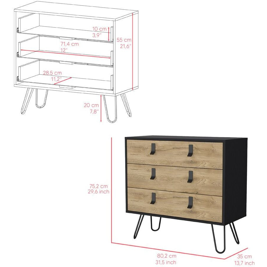 Dresser Magness  Bedroom  Black / Macadamia