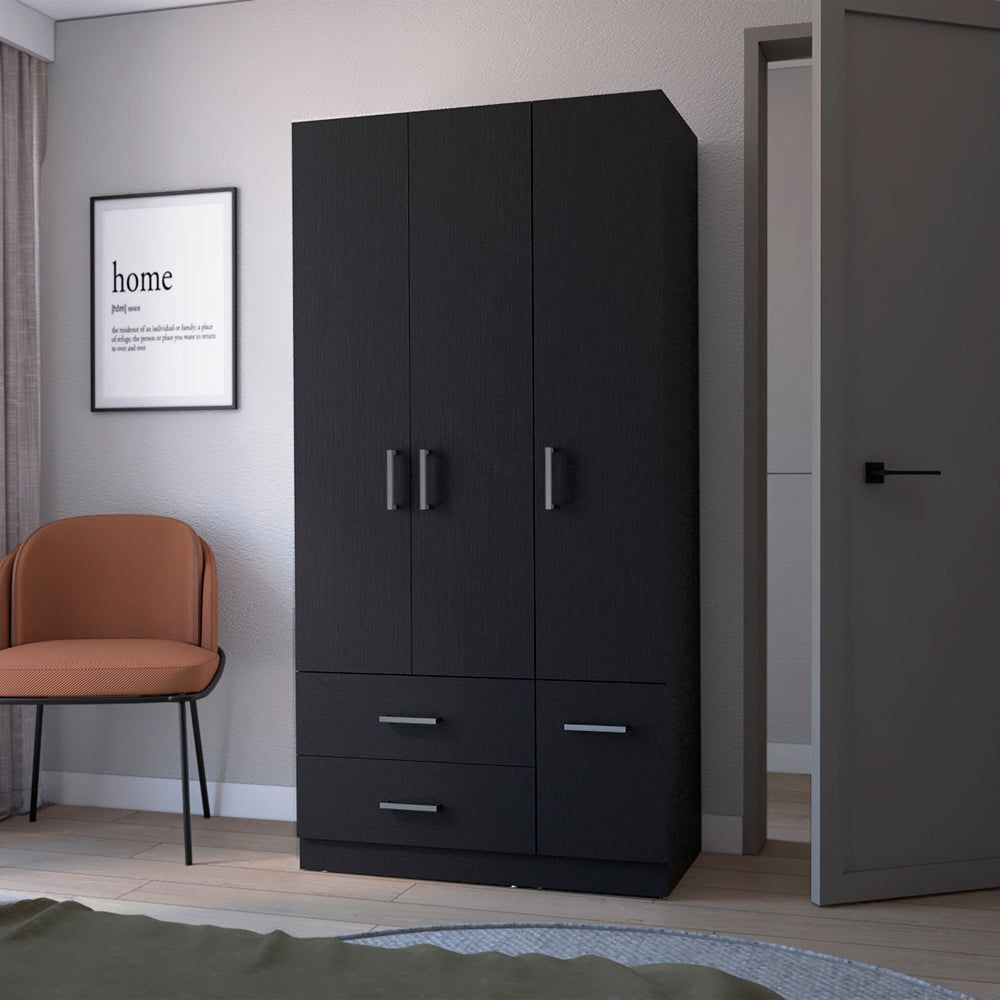 Four Door Armoire Crosby  Bedroom  Black