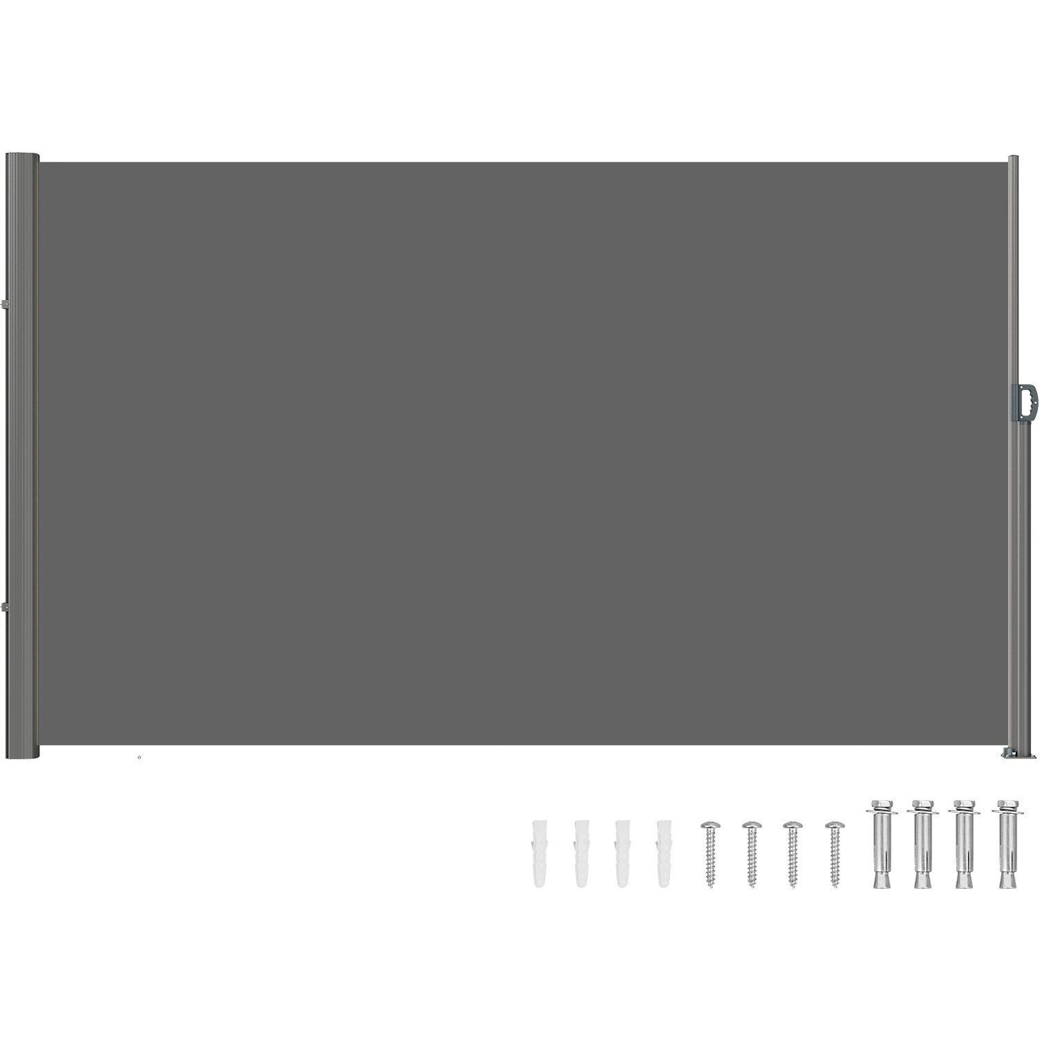Vevor Retractable Side Awning  71''118'' Full Aluminum Rust-Proof Outdoor Privacy Screen  Folding Room Divider Fence & Wind Screen For Patio Sun Shade  Backyard  Balcony  Roof Terraces And Pools  Grey