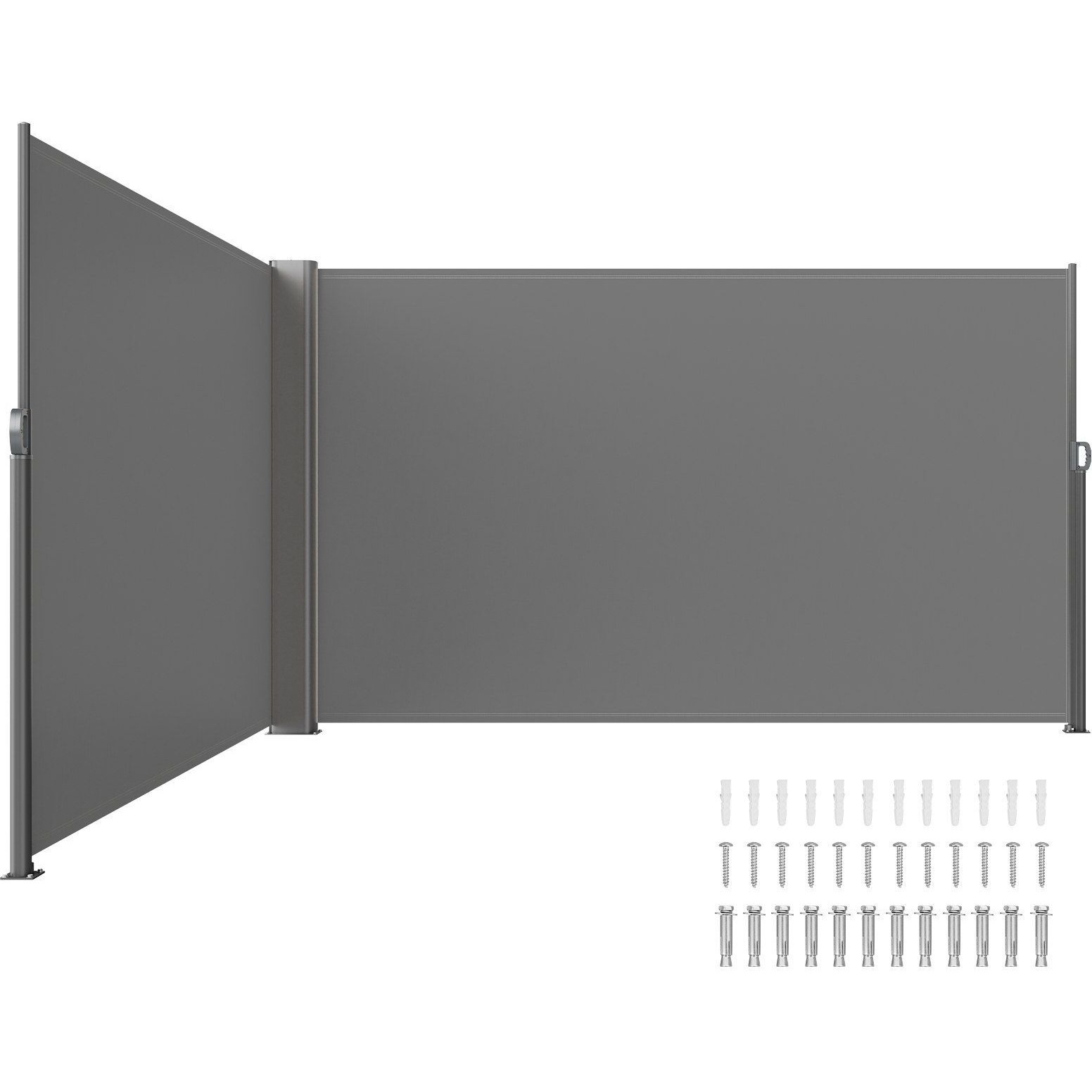 Vevor Retractable Side Awning  71''X 236'' Full Aluminum Rust-Proof Patio Sunshine Screen  Outdoor Privacy Divider & Wind Screen  Works For Courtyard  Balcony  Roof Terraces And Pools  Gray