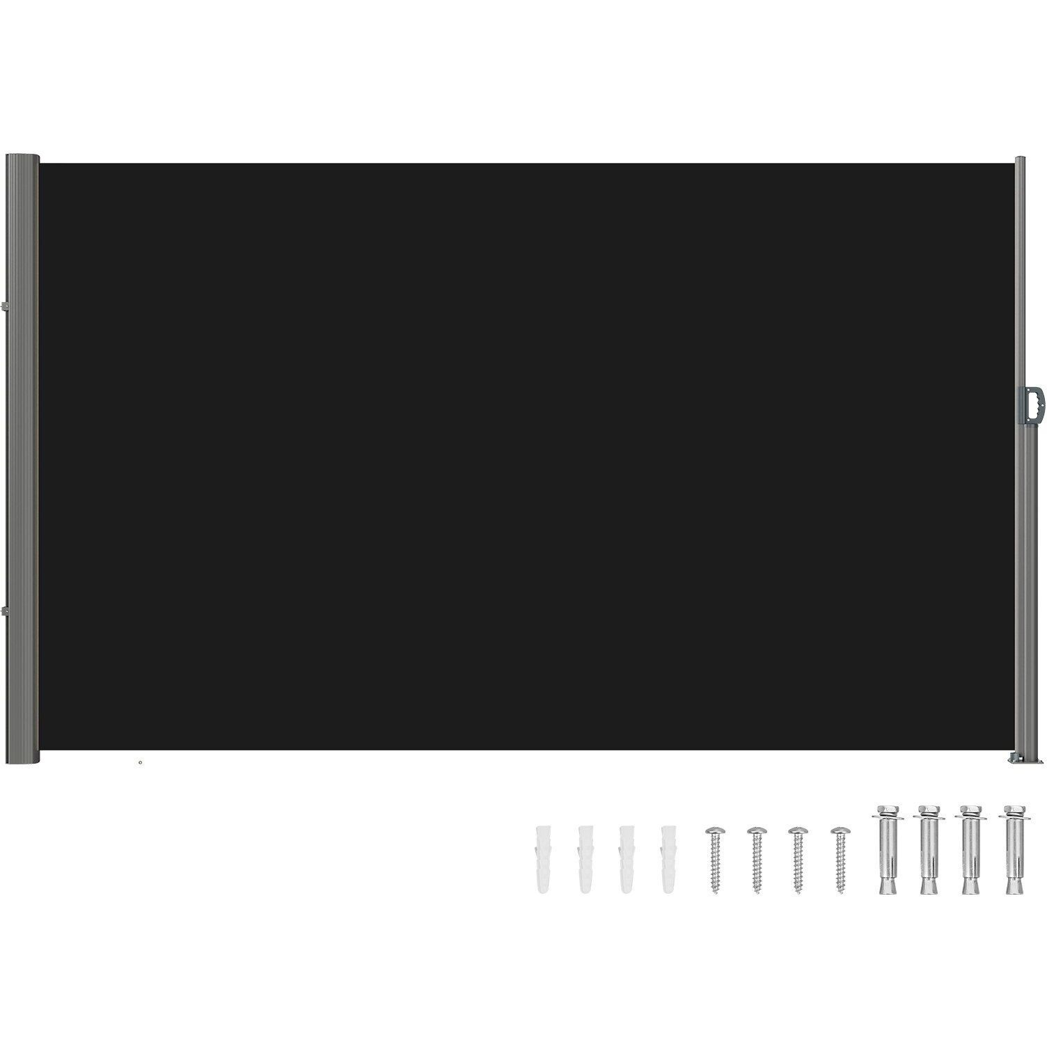 Vevor Retractable Side Awning 118"" X 71""  Retractable Patio Screen Waterproof  Retractable Room Divider Black For Privacy  Garden  Outdoor  Patio And Terrace