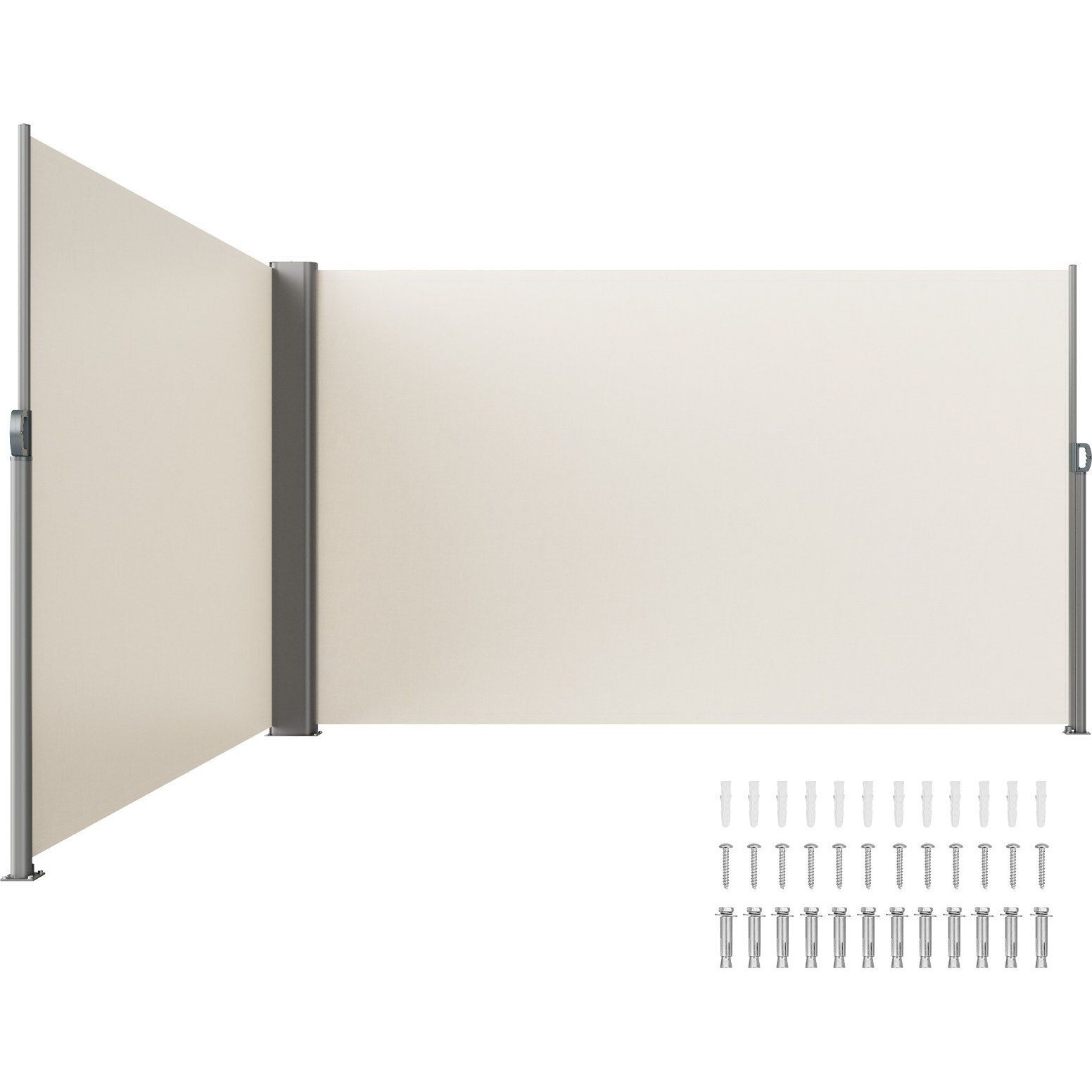 Vevor Beige Retractable Side Awning-Rugged 71X236'' Full Aluminum Rust-Proof Side Awning Patio Sunshine Privacy Divider Wind Screen. Longer Service Life  Suitable For Courtyard  Roof Terraces Pools