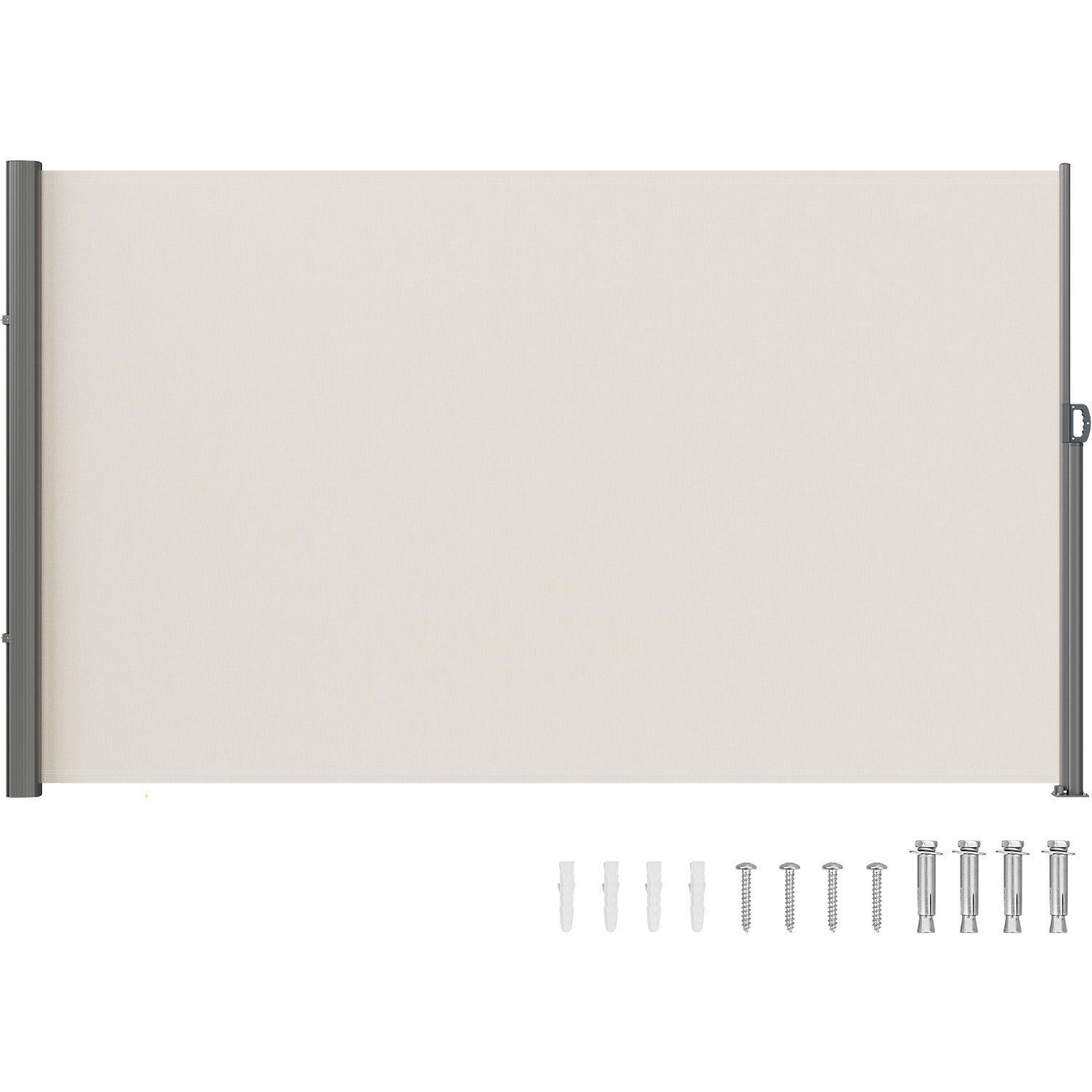 Vevor Beige Retractable 71''*118'' Awning-Rugged Full Aluminum Rust-Proof Patio Sunshine Screen Privacy Divider Wind Screen. Longer Service Life  Suitable For Courtyard  Roof Terraces And Pools
