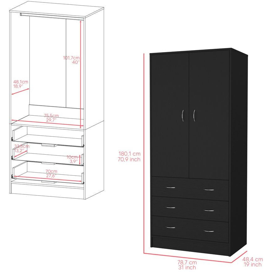 Armoire Ramey  Bedroom  Black