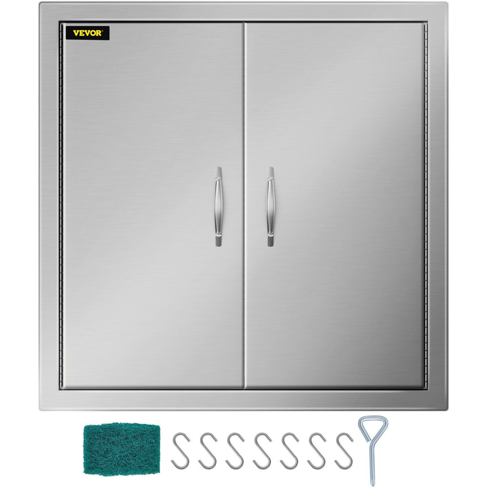 Vevor Bbq Access Door 24W X 24H Inch  Grill Door Double Door Brushed Stainless Steel  Outdoor Kitchen Doors For Bbq Island Grilling Station