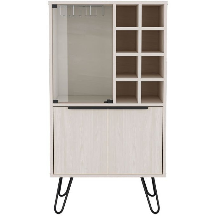 Bar Cabinet Gassville Sleek Wine Glass Rack  Bottle Storage & Glass Door Cabinet