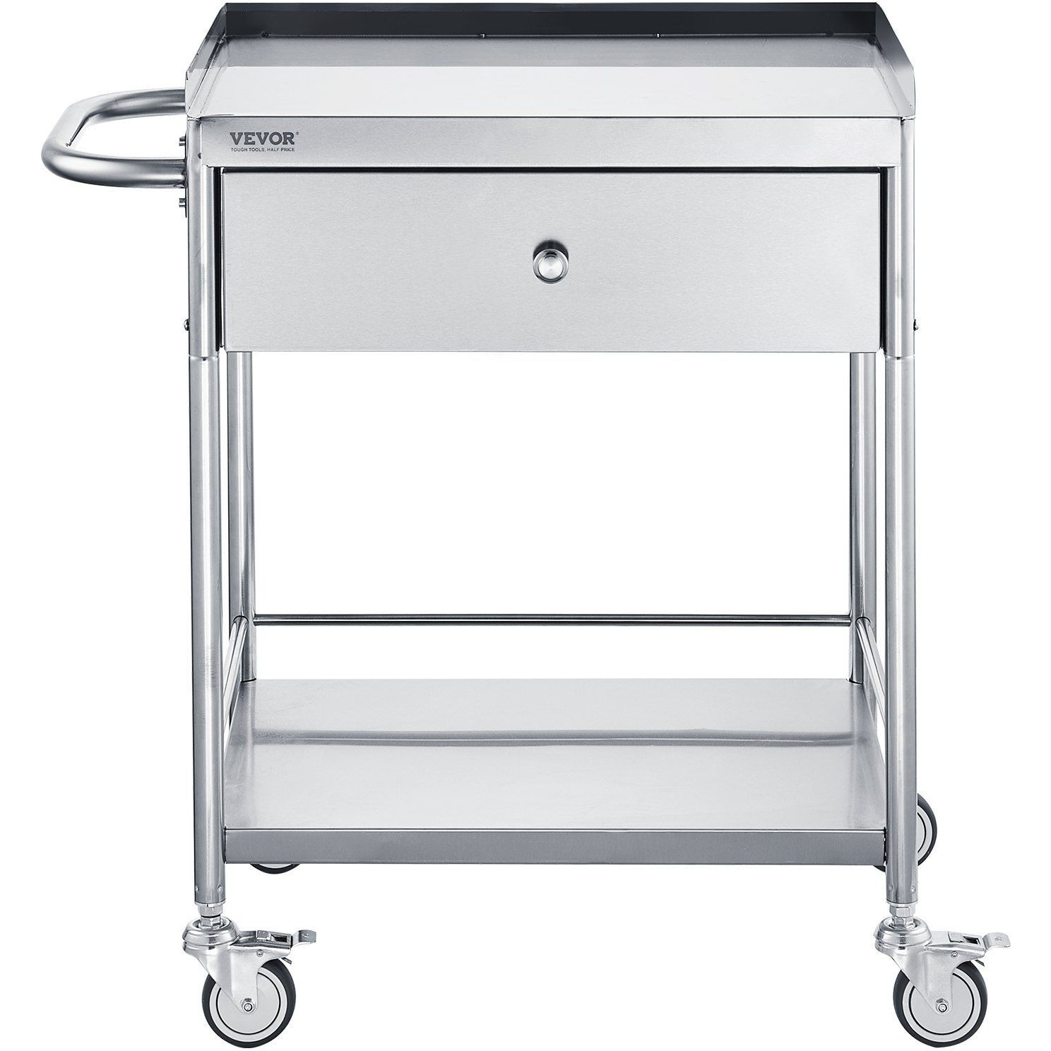 Vevor Medical Cart  2-Layer Stainless Steel Cart 220 Lbs Weight Capacity  Lab Utility Cart With 360 Silent Wheels And A Drawer For Lab  Clinic  Kitchen  Salon