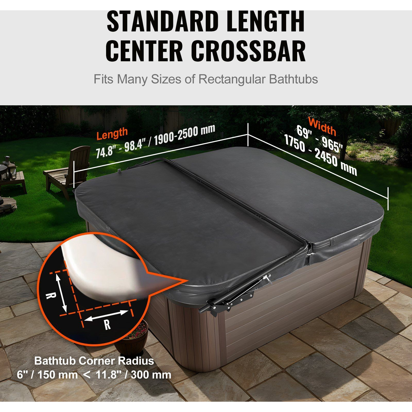 Vevor Hot Tub Cover Lift  Spa Cover Lift  Hydraulic  Width 69"" - 96.5"" Adjustable  Installed On Both Sides At The Top  Suitable For Various Sizes Of Rectangular Bathtubs  Hot Tubs  Spa
