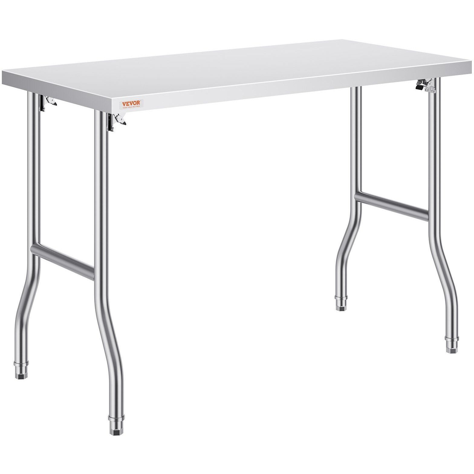 Vevor Commercial Worktable Workstation 48 X 24 Inch Folding Commercial Prep Table  Heavy-Duty Stainless Steel Folding Table With 661 Lbs Load  Kitchen Work Table  Silver Stainless Steel Kitchen Island