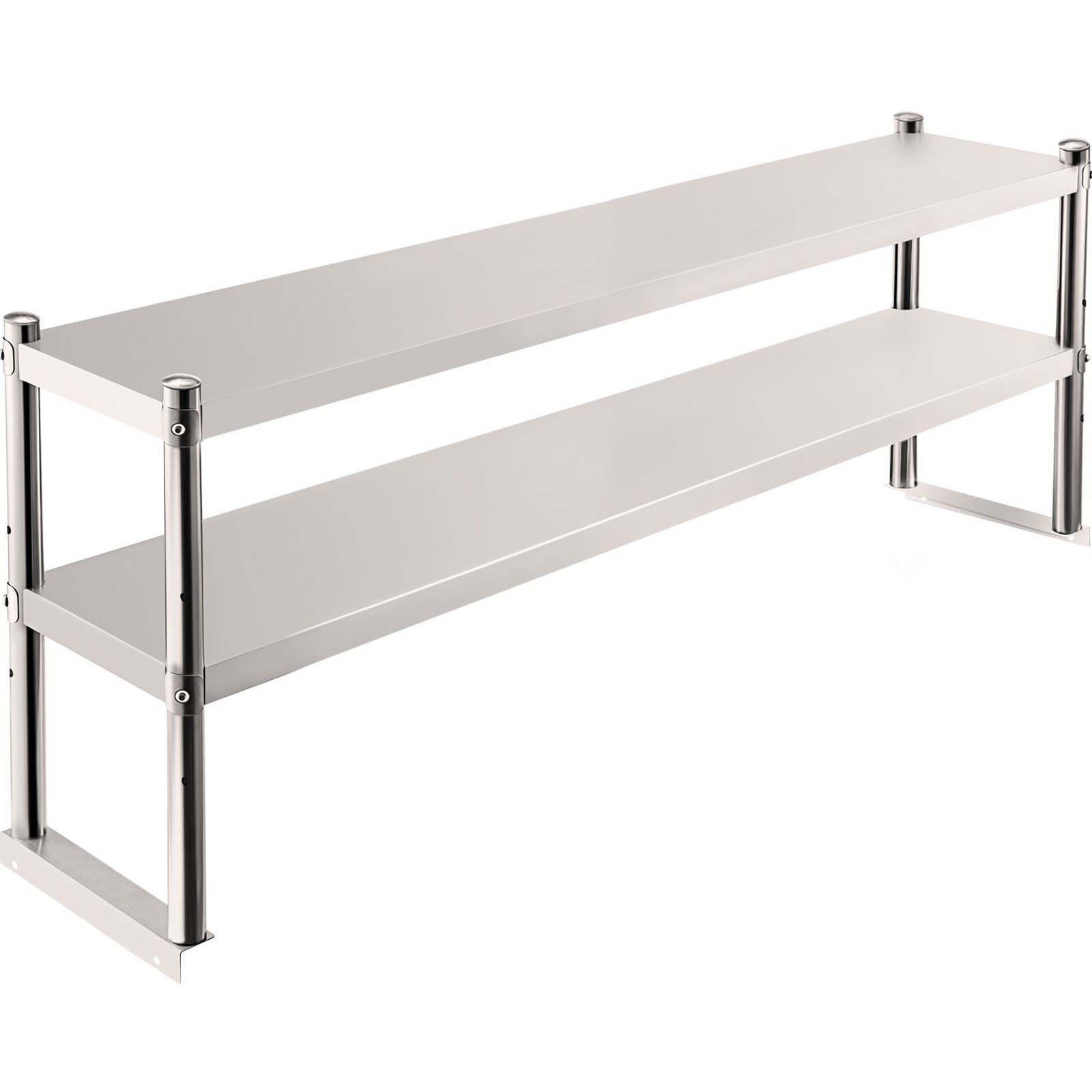 Vevor Double Overshelf  Double Tier Stainless Steel Overshelf  60 In. Length X 12 In. Width Double Deck Overshelf  Height Adjustable Overshelf For Prep & Work Table In Kitchen  Restaurant And Workshop
