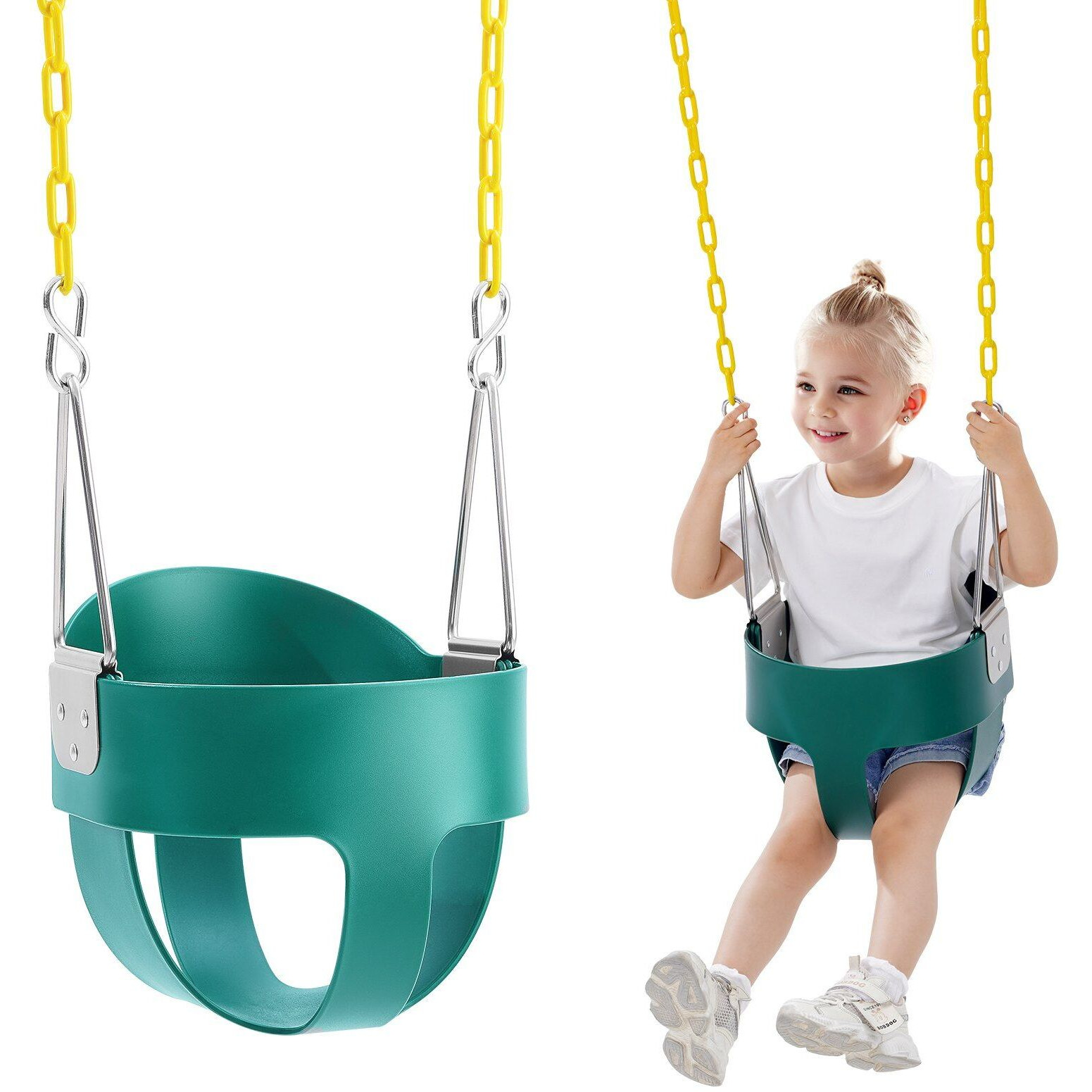 Vevor Toddler Swing Seat High Back Full Bucket Baby Swing Seat Support 150 Lbs