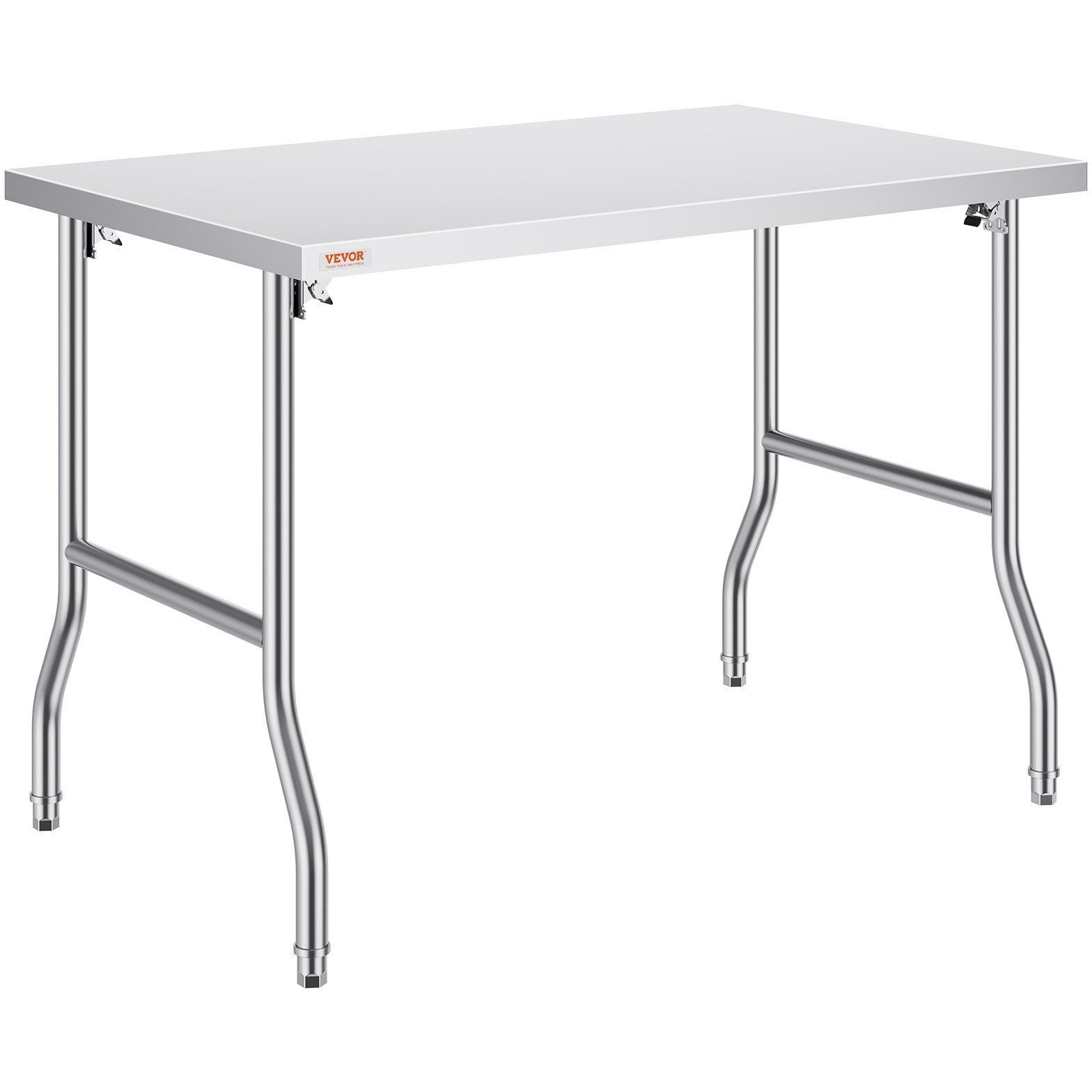 Vevor 48 X 30 Inch Folding Commercial Prep Table Commercial Worktable Workstation  Heavy-Duty Stainless Steel Folding Table With 220 Lbs Load  Silver Stainless Steel Kitchen Island  Kitchen Work Table