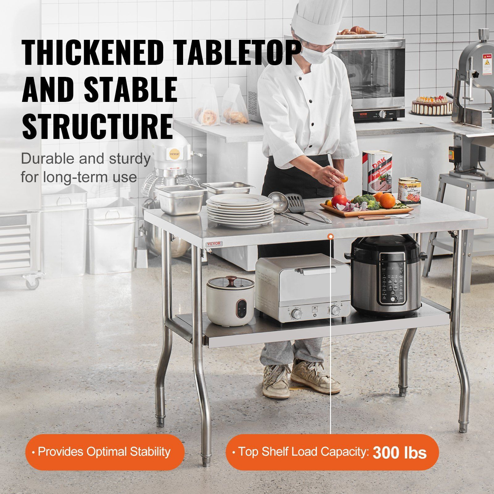 Vevor Commercial Worktable Workstation 48 X 24 Inch Folding Commercial Prep Table  Heavy-Duty Stainless Steel Folding Table With 772 Lbs Load  Kitchen Work Table  Silver Stainless Steel Kitchen Island