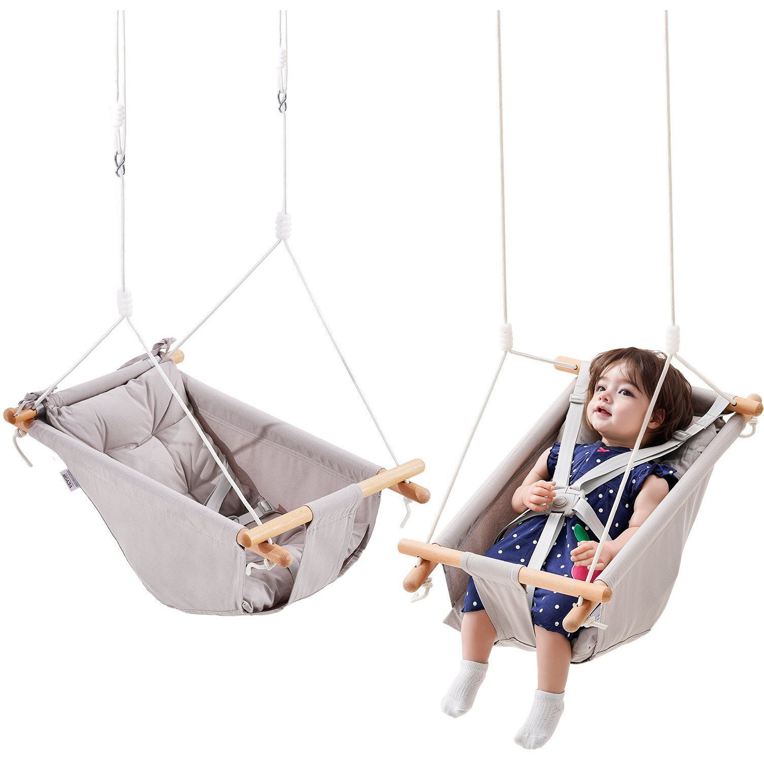 Vevor Canvas Hammock Swing 3 Modes Baby Swing 5-Point Harness Indoor Outdoor