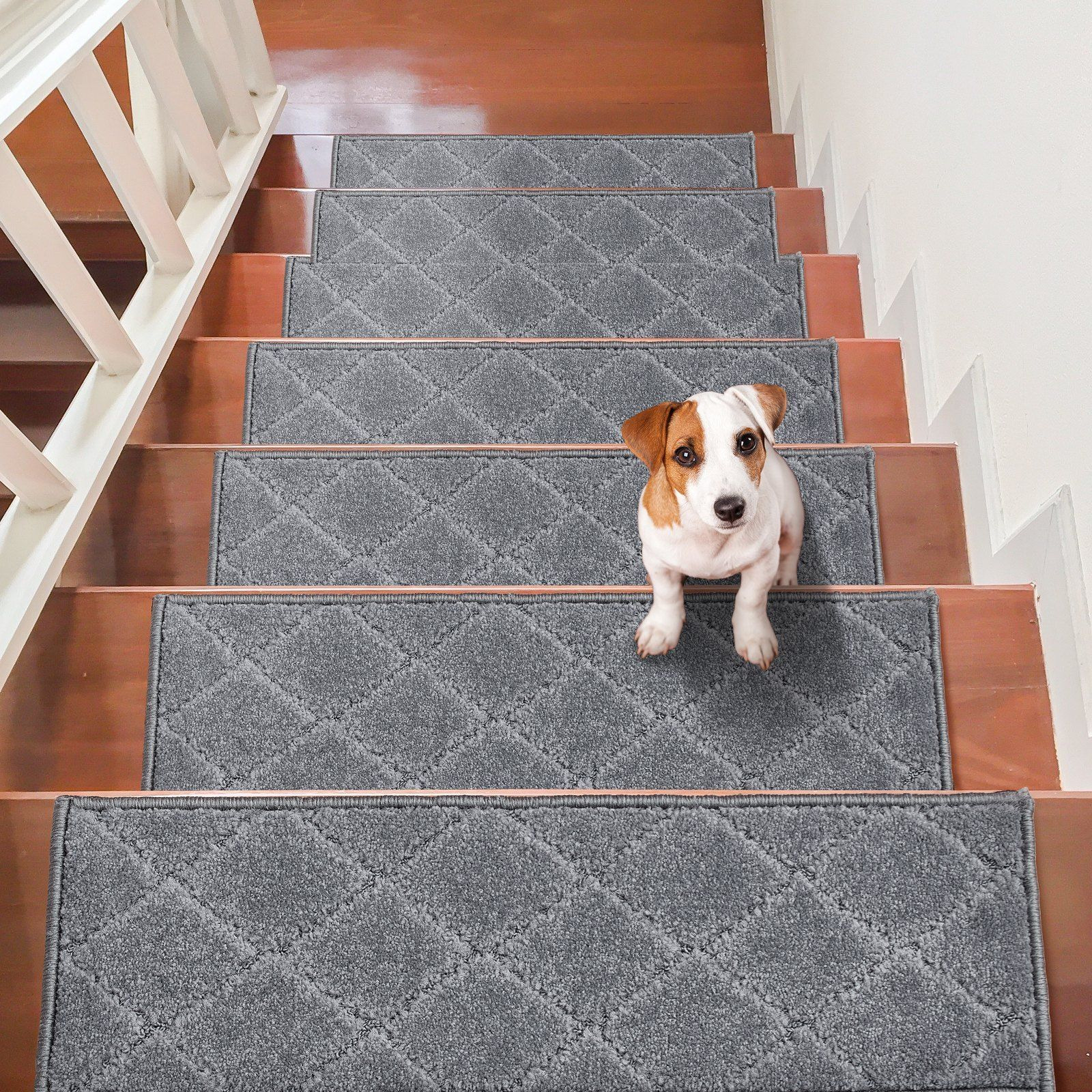 Vevor Stair Treads  Stairs Carpet Non Slip 9"" X 28""  Indoor Stair Runner For Wooden Steps  Anti Slip Carpet Soft Edging Stair Rugs Mats For Kids Elders And Dogs  15 Pcs  Gray