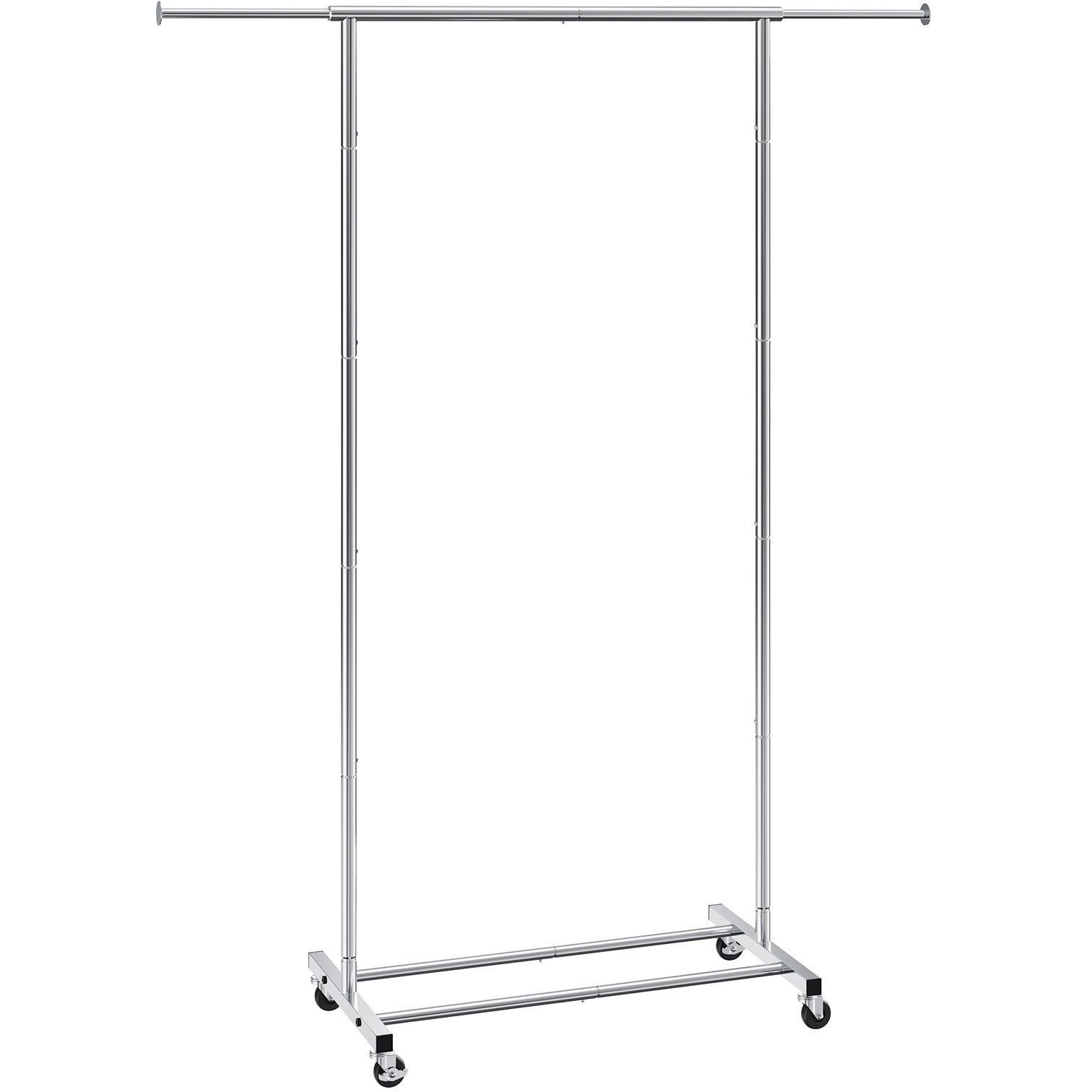 Vevor Clothes Rack With Wheels  Heavy Duty Clothing Garment Rack With Hanging Rod And Bottom Storage Area  Adjustable Length Clothing Rack  2 Lockable Wheels