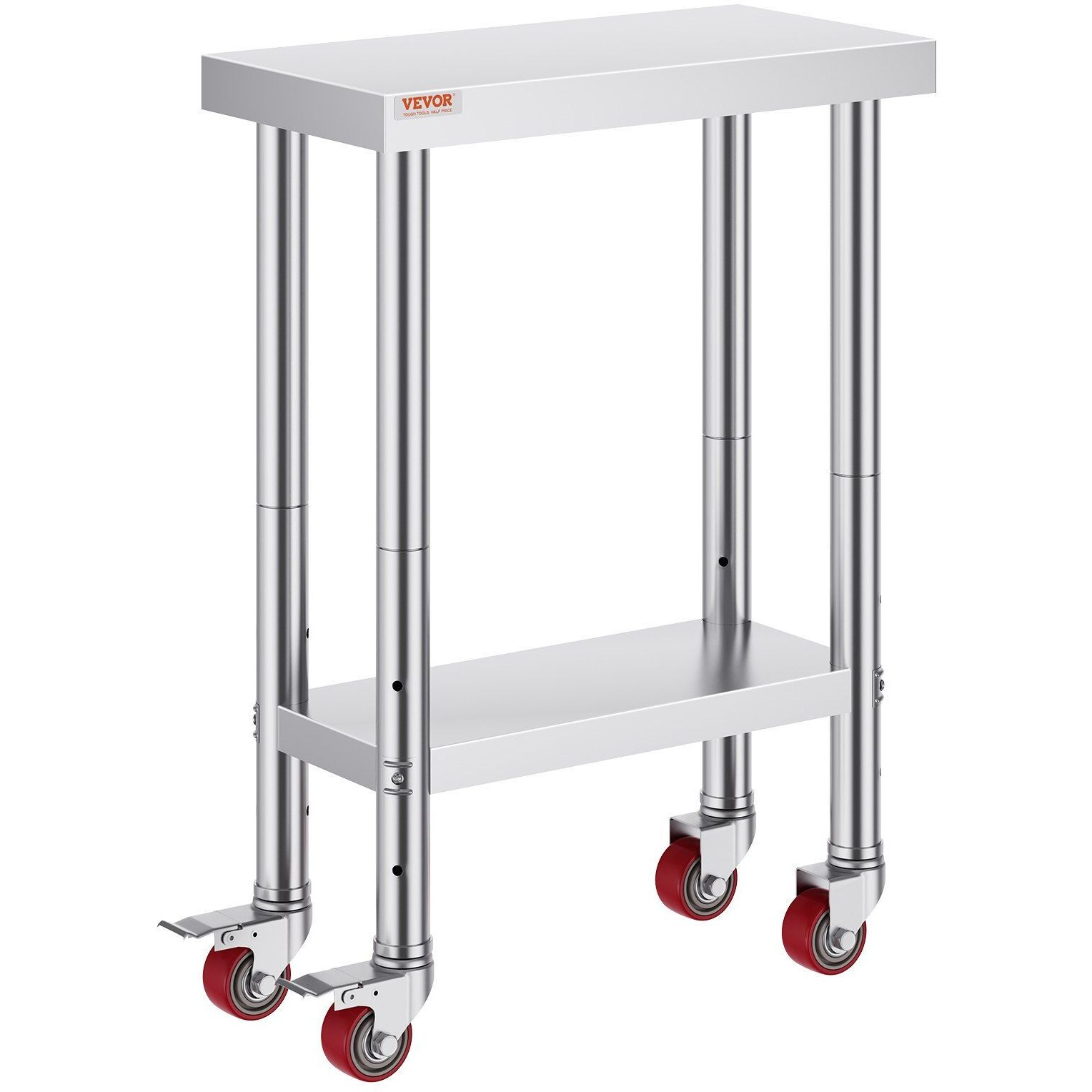 Vevor Stainless Steel Work Table With Wheels 24 X 12 X 32 Inch Prep Table With 4 Casters Heavy Duty Work Table For Commercial Kitchen Restaurant Business