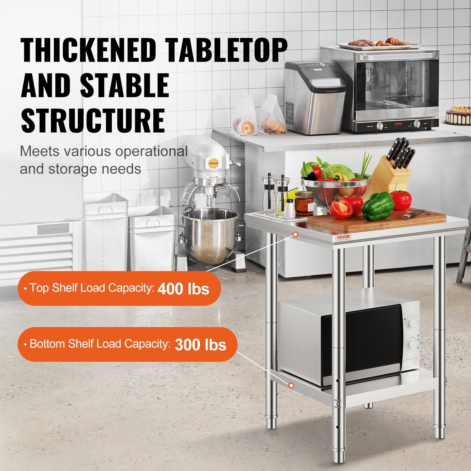 Stainless Steel Commercial Kitchen Work Food Prep Table 24"&quotX 24""