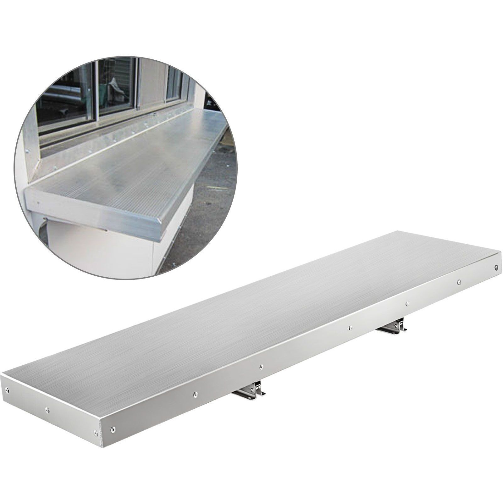 Vevor Concession Shelf 48L X 12W Inch Stainless Steel Drop Down Folding Serving Food Shelf Stand Serving For Concession Trailer Serving Window