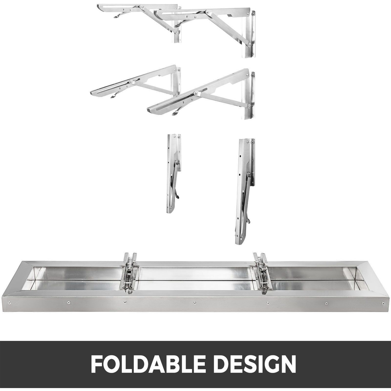 Vevor Concession Shelf 48L X 12W Inch Stainless Steel Drop Down Folding Serving Food Shelf Stand Serving For Concession Trailer Serving Window