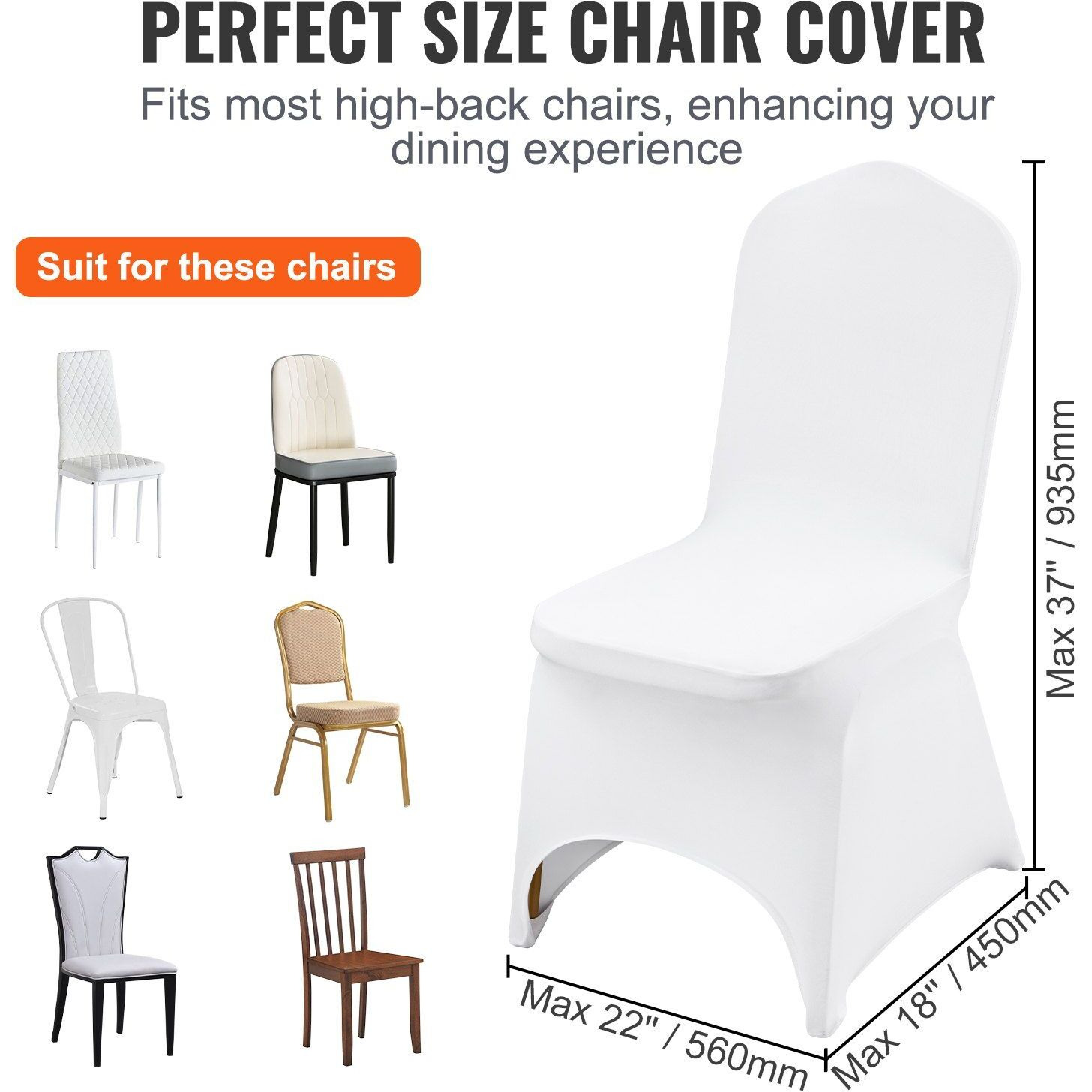 Vevor Stretch Spandex Folding Chair Covers  Universal Fitted Arched Front Cover  Removable Washable Protective Slipcovers  For Wedding  Holiday  Banquet  Party  Celebration  Dining (100Pcs White)