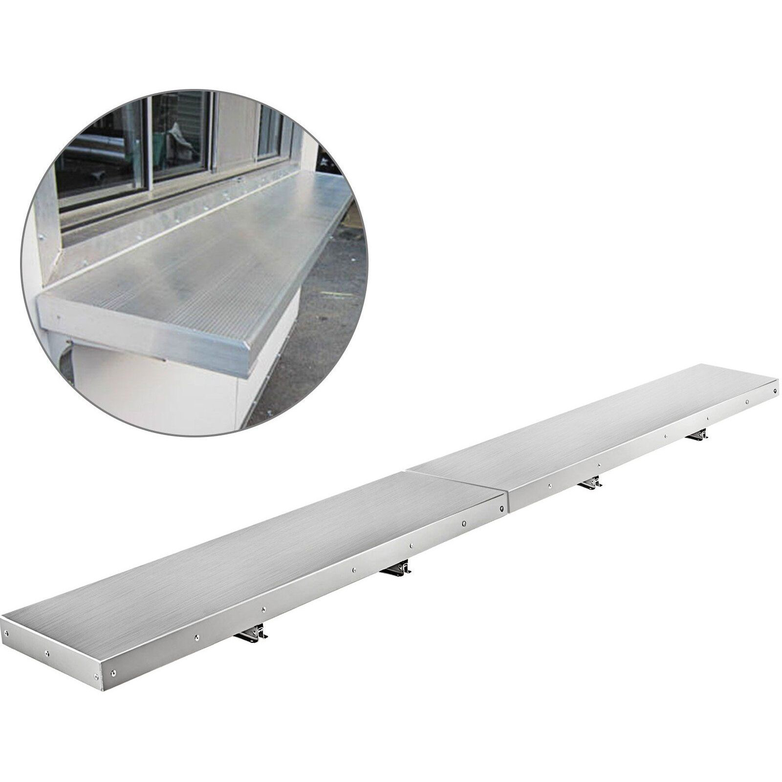Vevor Concession Shelf 96L X 12W Inch Stainless Steel Drop Down Folding Serving Food Shelf Stand Serving For Concession Trailer Serving Window