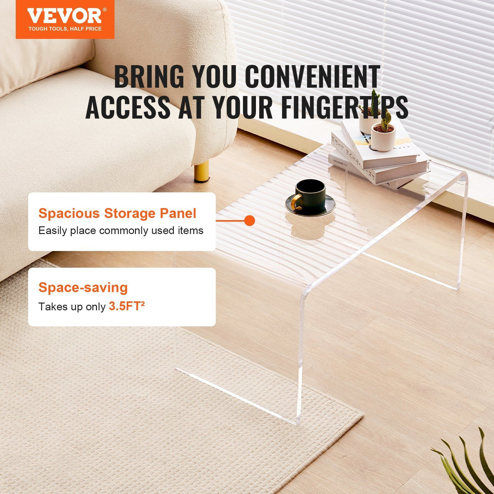 Vevor Acrylic Coffee Table  C-Shaped Clear Acrylic End Table  16.3 Inch High Transparent Acrylic Side Table  For Coffee  Drink  Food  Snack Used In Living Room  Courtyard  Terrace