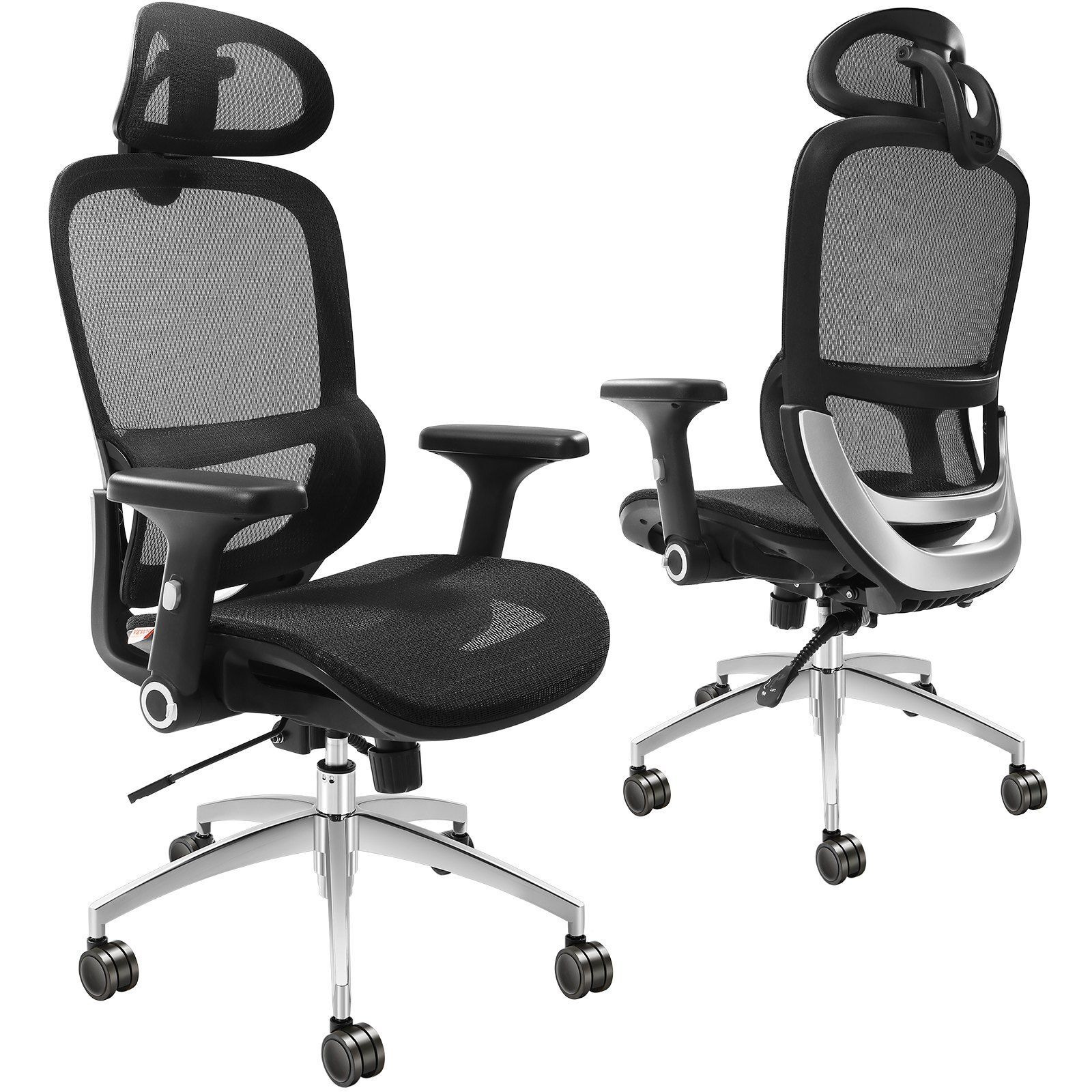 Vevor Ergonomic Office Chair  Desk Chair With Mesh Seat  Angle And Height Adjustable Home Office Chair With Back  Lumbar And Head Support  Swivel Computer Task Chair