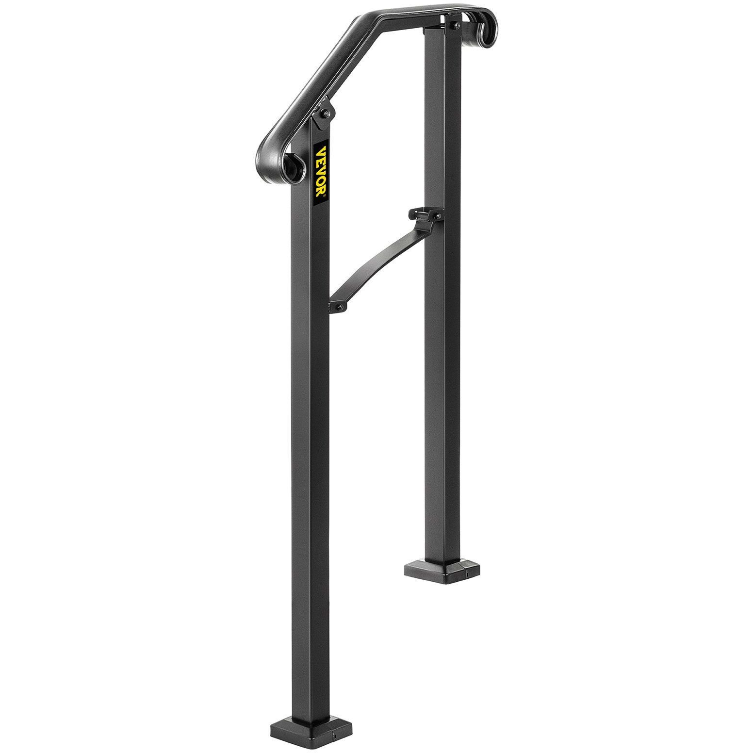Vevor Handrails For Outdoor Steps  Fit 1 Or 2 Steps Outdoor Stair Railing  Arch1 Wrought Iron Handrail  Flexible Porch Railing  Black Transitional Handrails For Concrete Steps Or Wooden Stairs