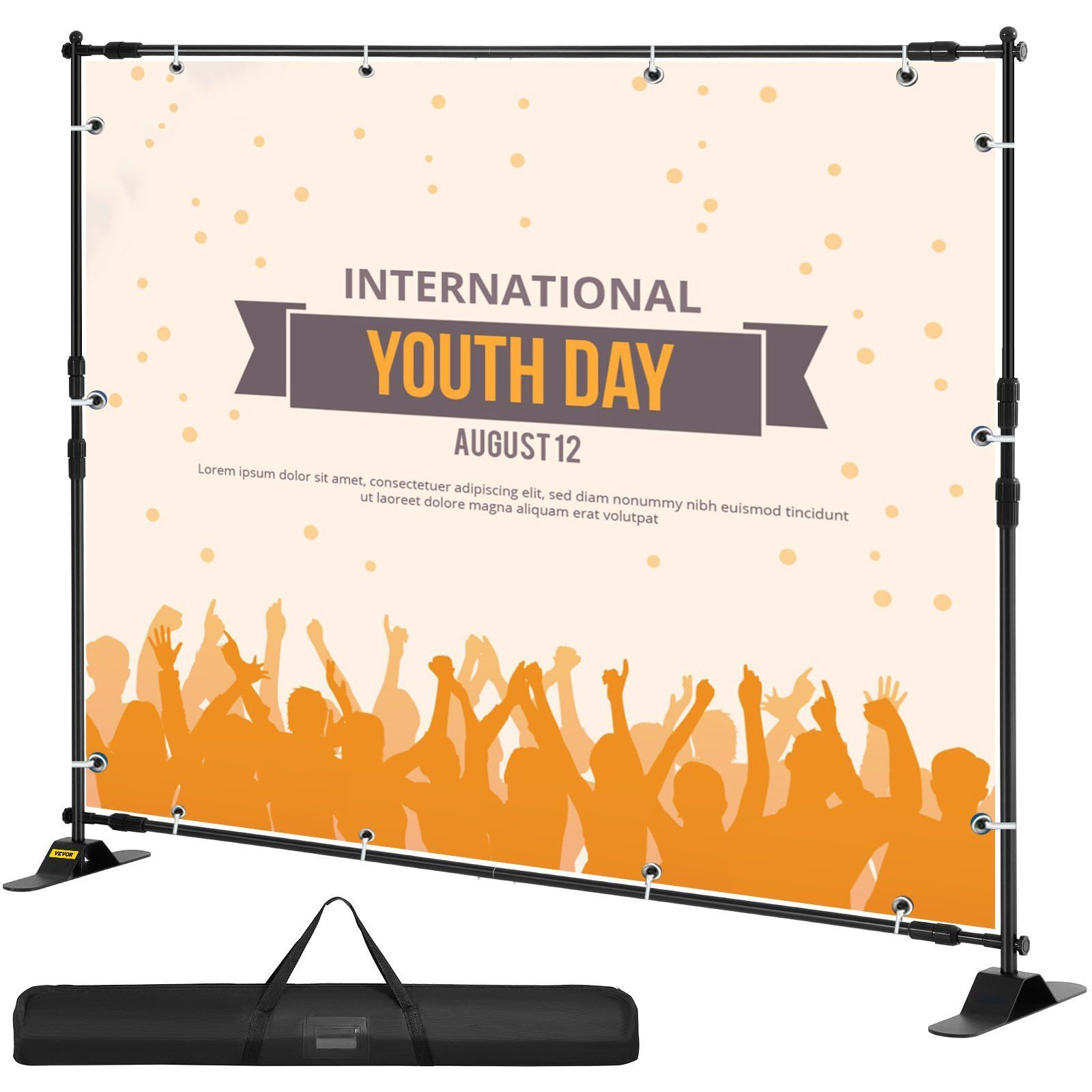 Vevor Telescopic Backdrop Banner Stand 8' X 8' Banner Stand Adjustable Step And Repeat Backdrop Banner Stand Retractable Banner Stand With Carrying Bag (8 Ft)