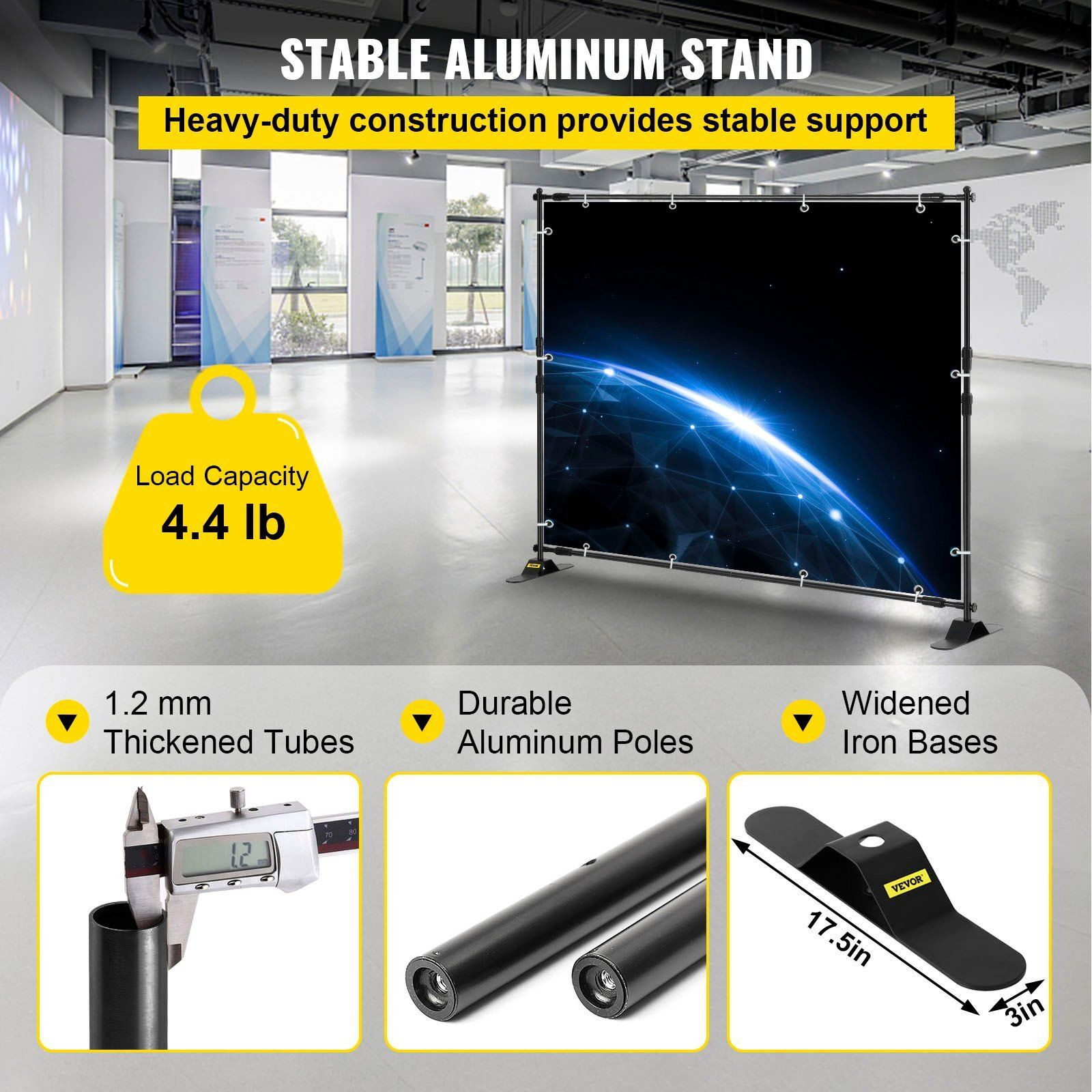 Vevor Telescopic Backdrop Banner Stand 8' X 8' Banner Stand Adjustable Step And Repeat Backdrop Banner Stand Retractable Banner Stand With Carrying Bag (8 Ft)
