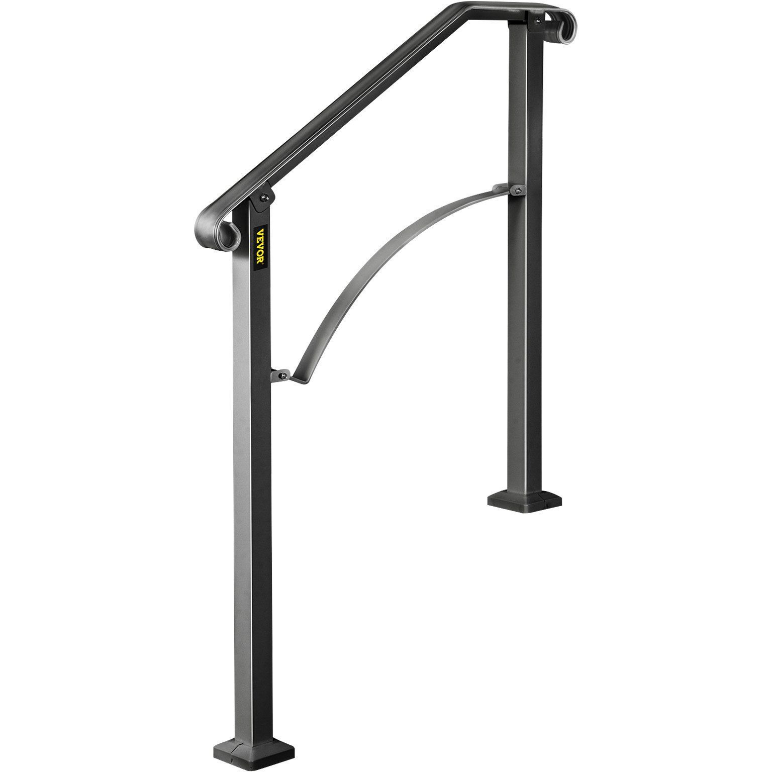 Vevor Handrails For Outdoor Steps  Fit 2 Or 3 Steps Outdoor Stair Railing  Arch2 Wrought Iron Handrail  Flexible Porch Railing  Black Transitional Handrails For Concrete Steps Or Wooden Stairs