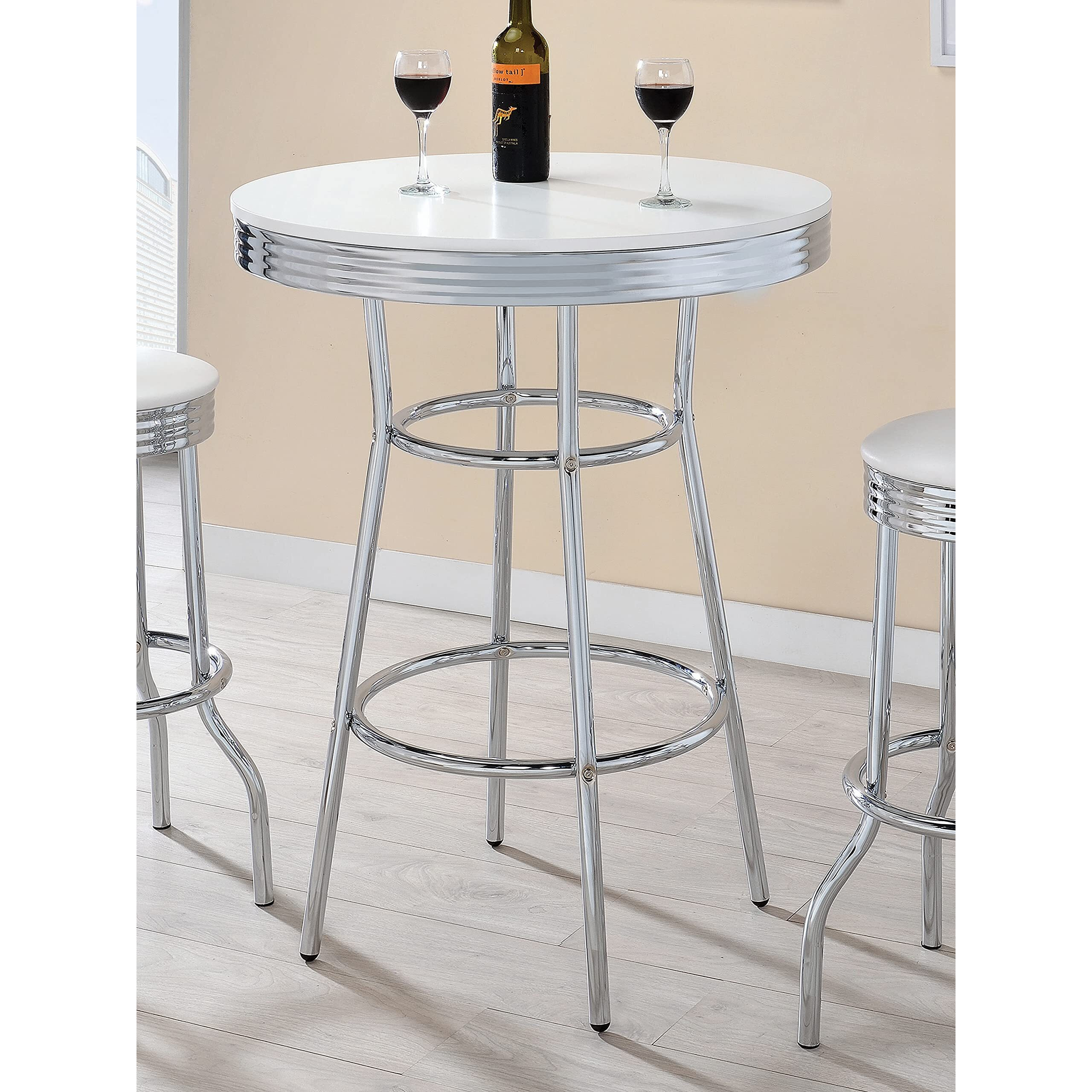 White Contemporary Round Bar Table