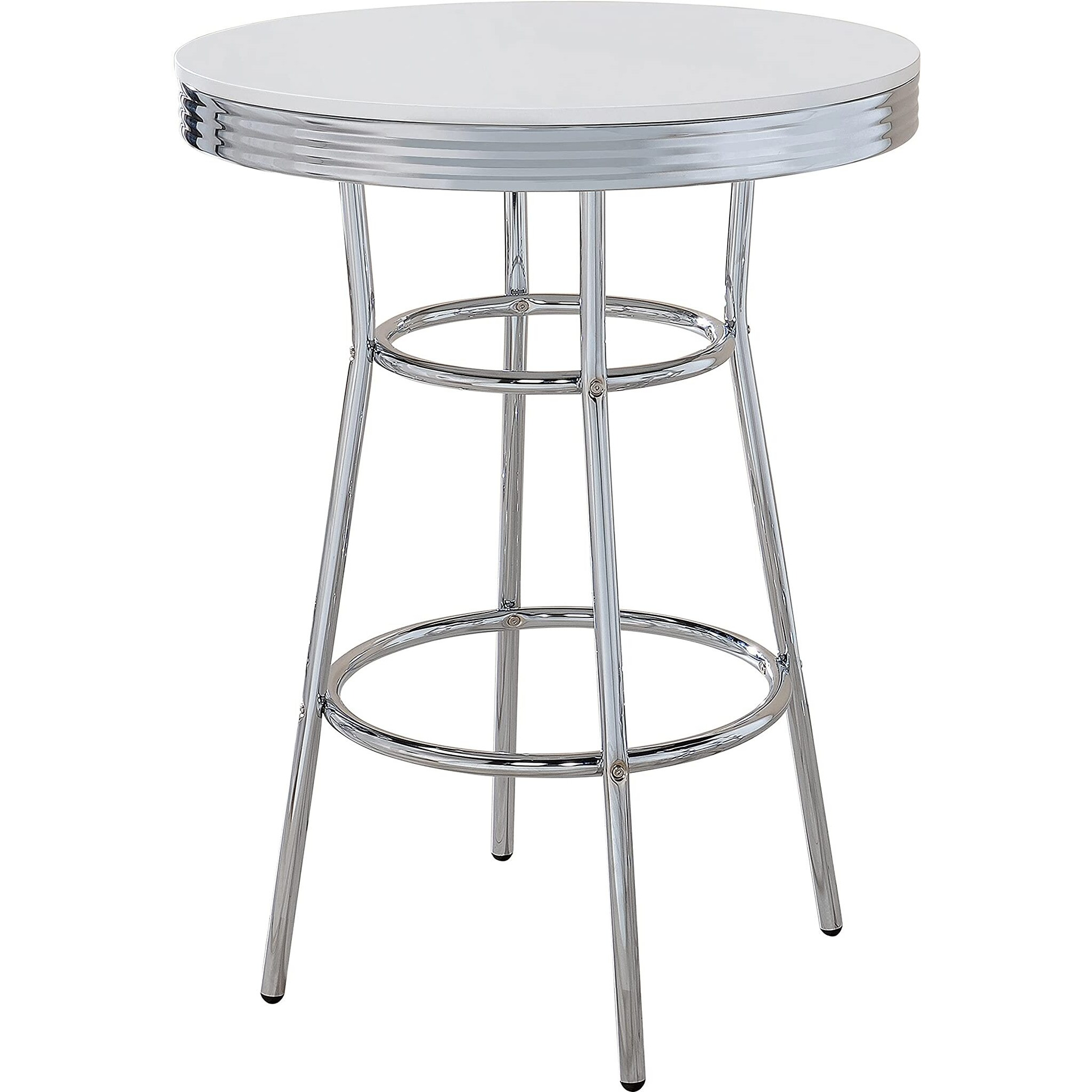 White Contemporary Round Bar Table