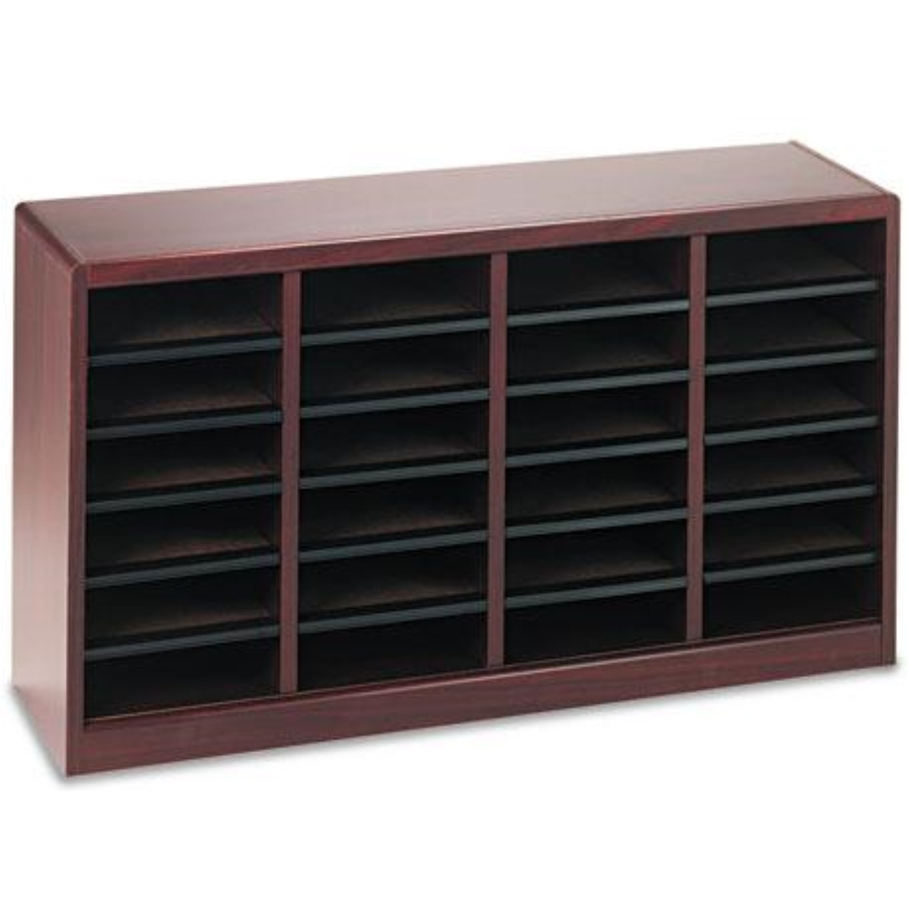 Wood/Fiberboard E-Z Stor Sorter  24 Compartments  40 X 11.75 X 23  Mahogany