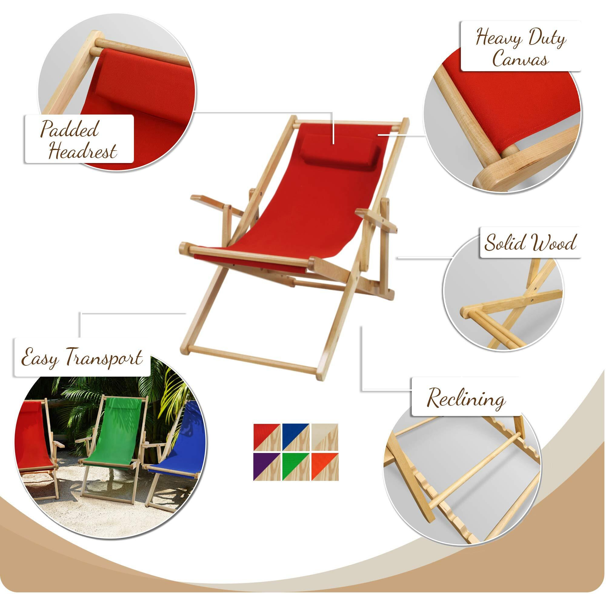Sling Chair Natural Frame-Red Canvas