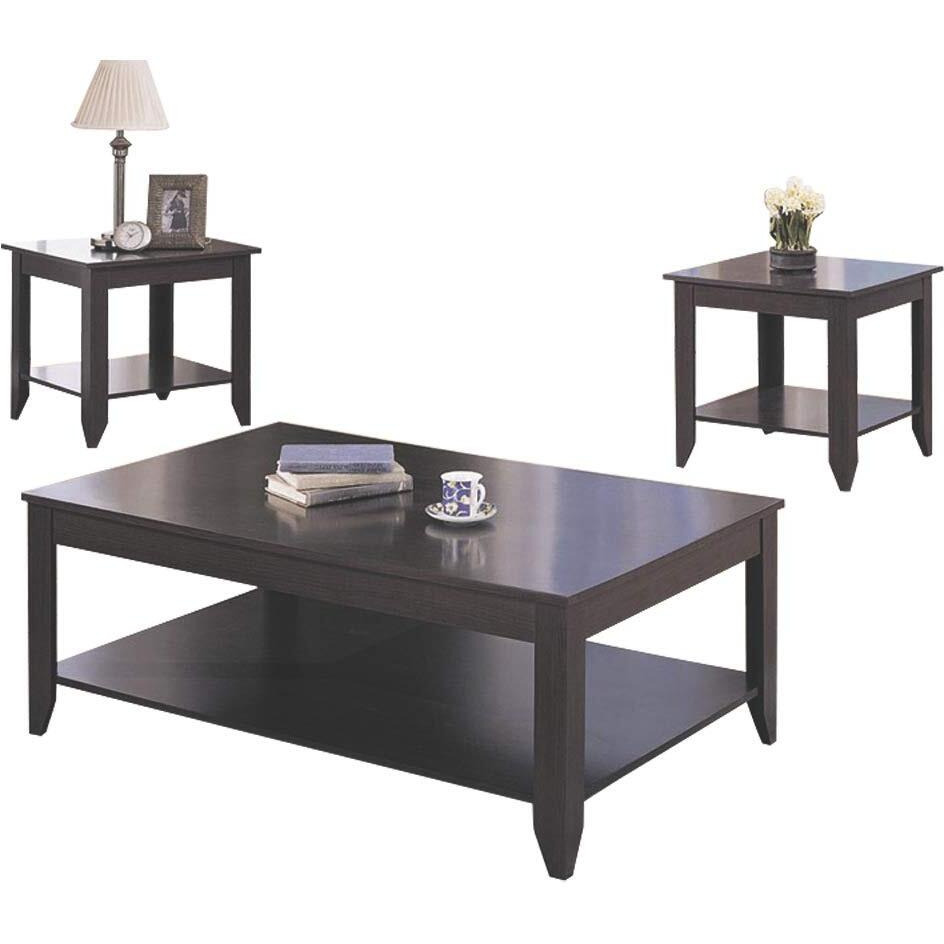 Brooks 3-Piece Occasional Table Set With Lower Shelf Cappuccino