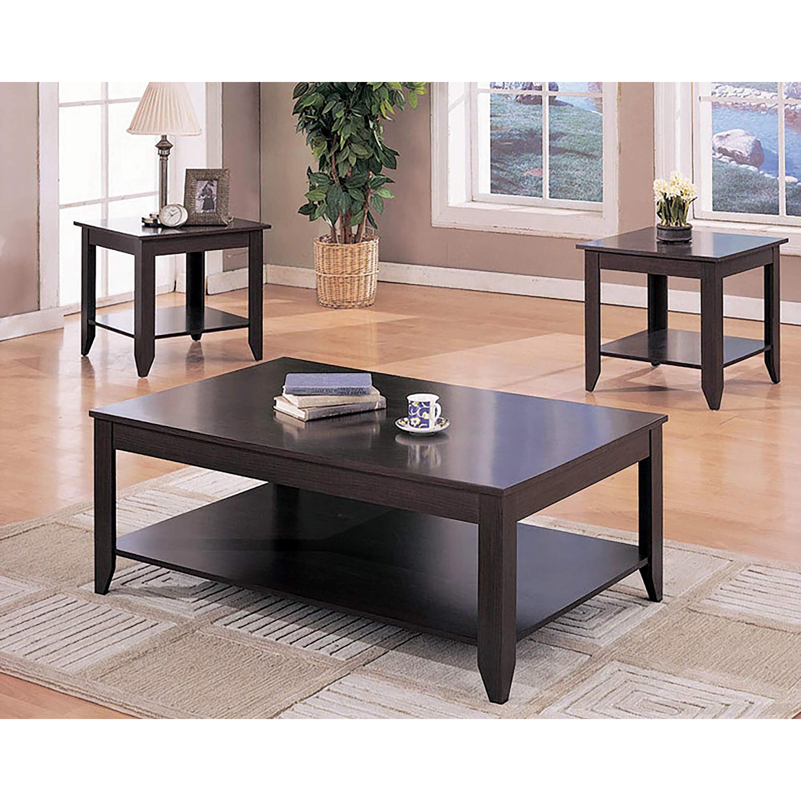 Brooks 3-Piece Occasional Table Set With Lower Shelf Cappuccino