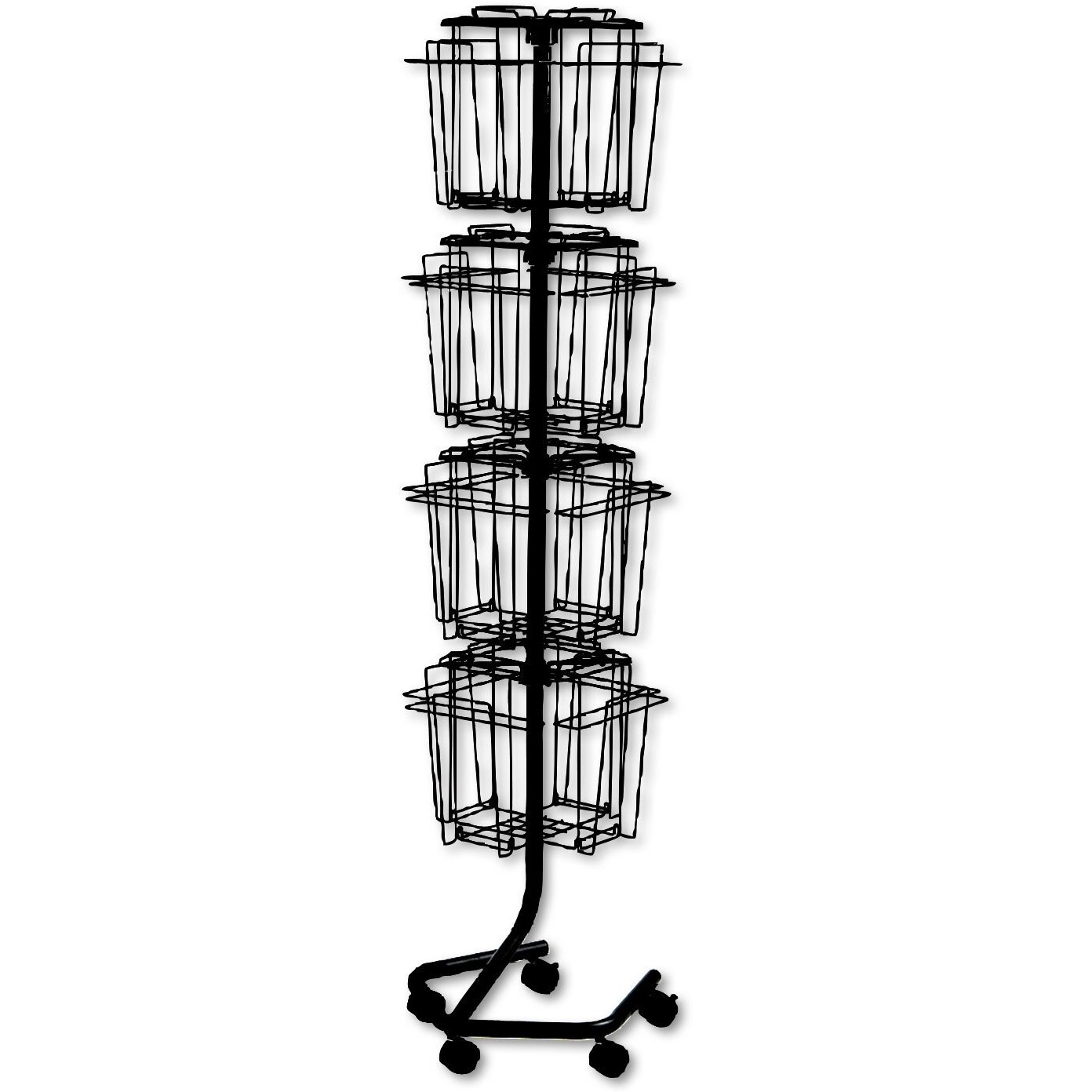 Wire Rotary Display Racks  16 Compartments  15W X 15D X 60H  Charcoal