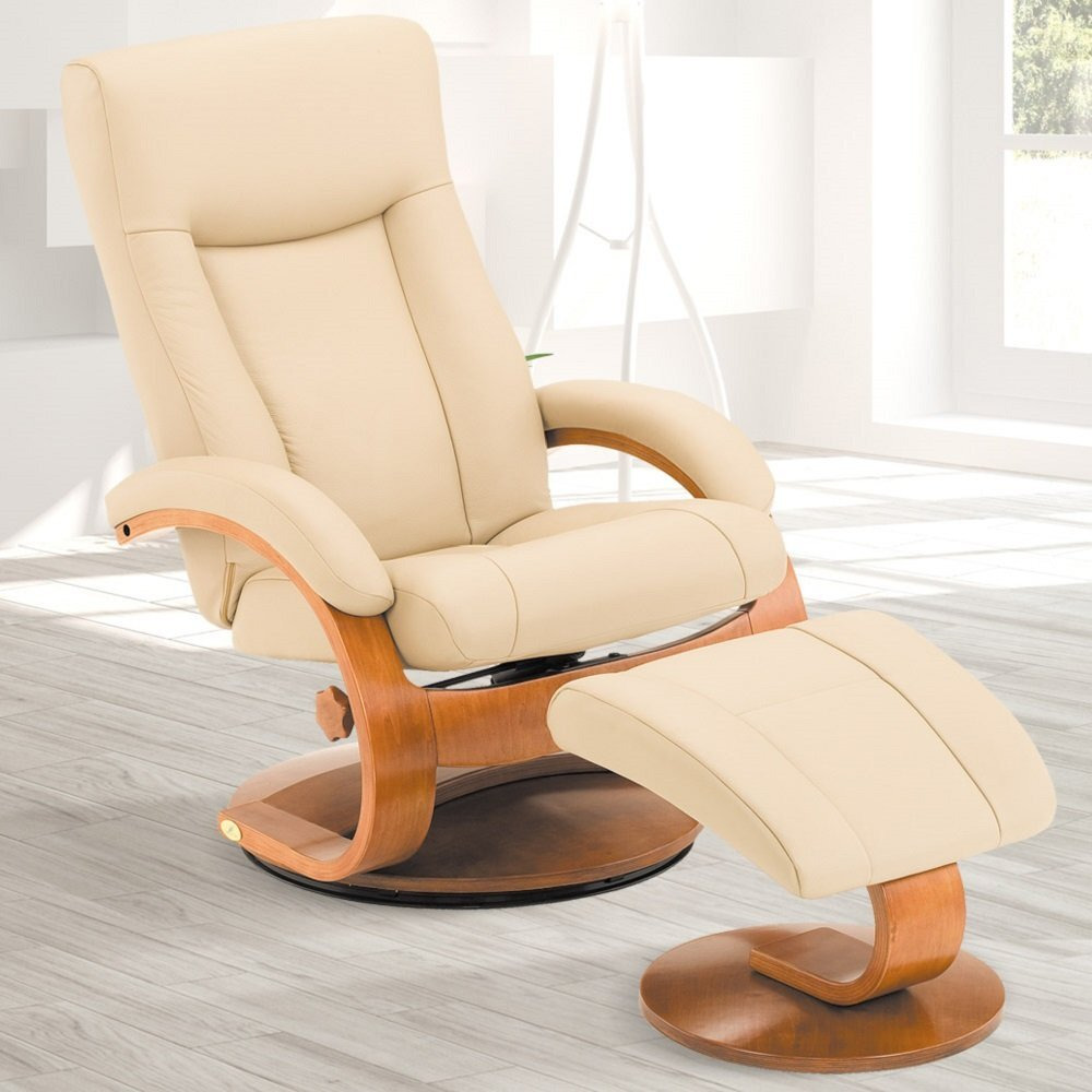 Relax-R Hamilton Recliner And Ottoman In Cobblestone Top Grain Leather