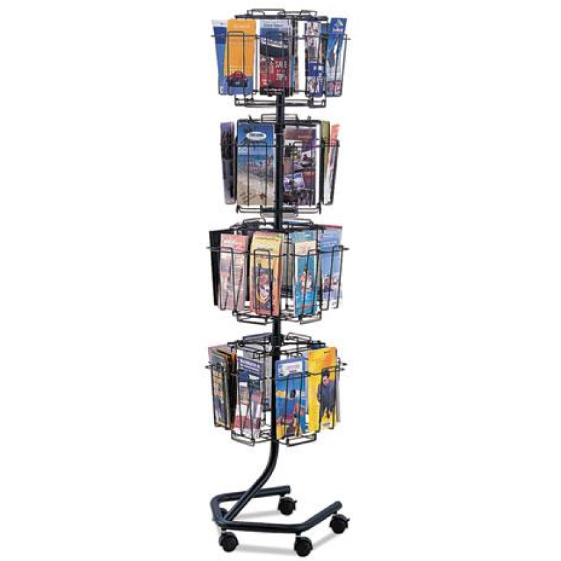 Wire Rotary Display Racks  32 Compartments  15W X 15D X 60H  Charcoal