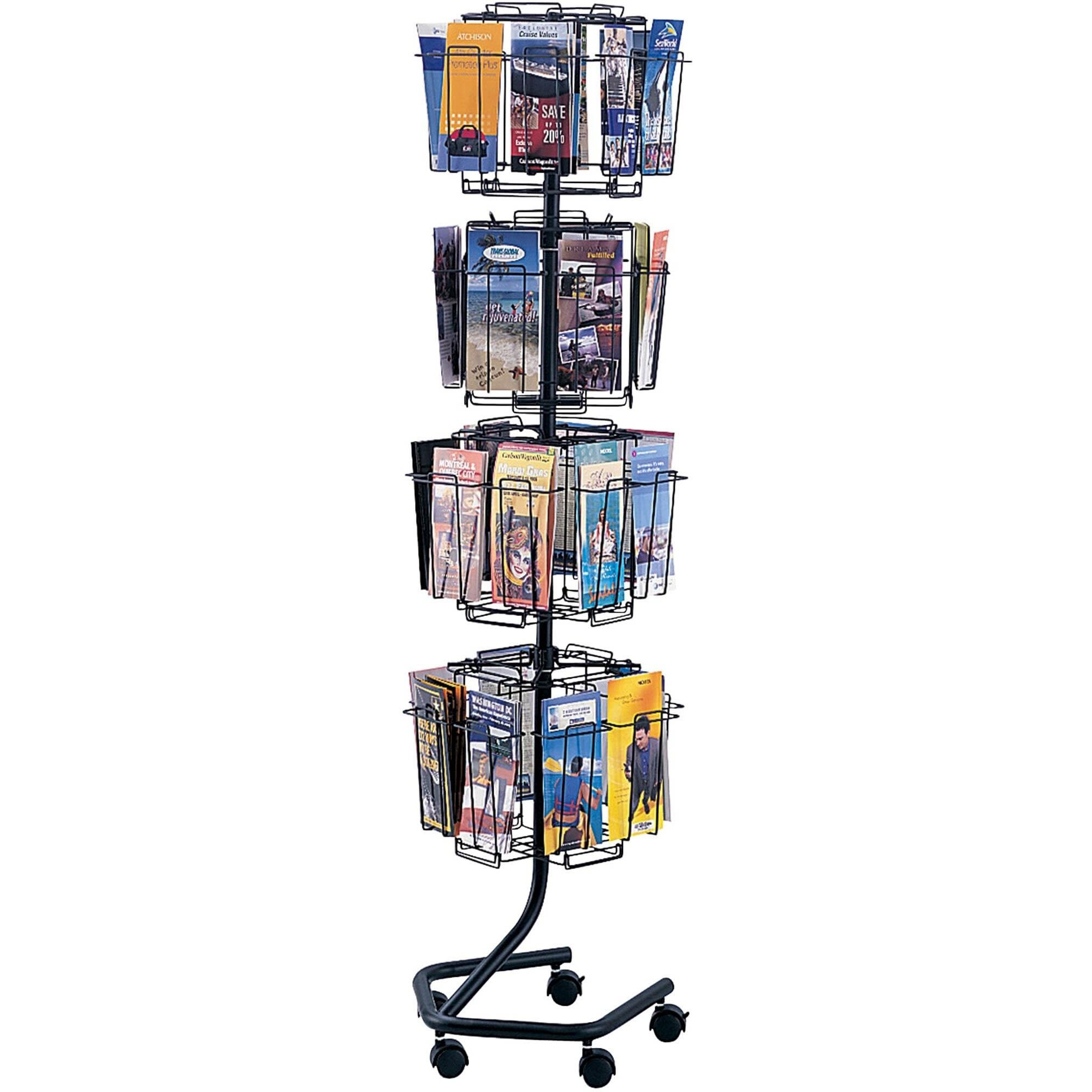 Wire Rotary Display Racks  32 Compartments  15W X 15D X 60H  Charcoal