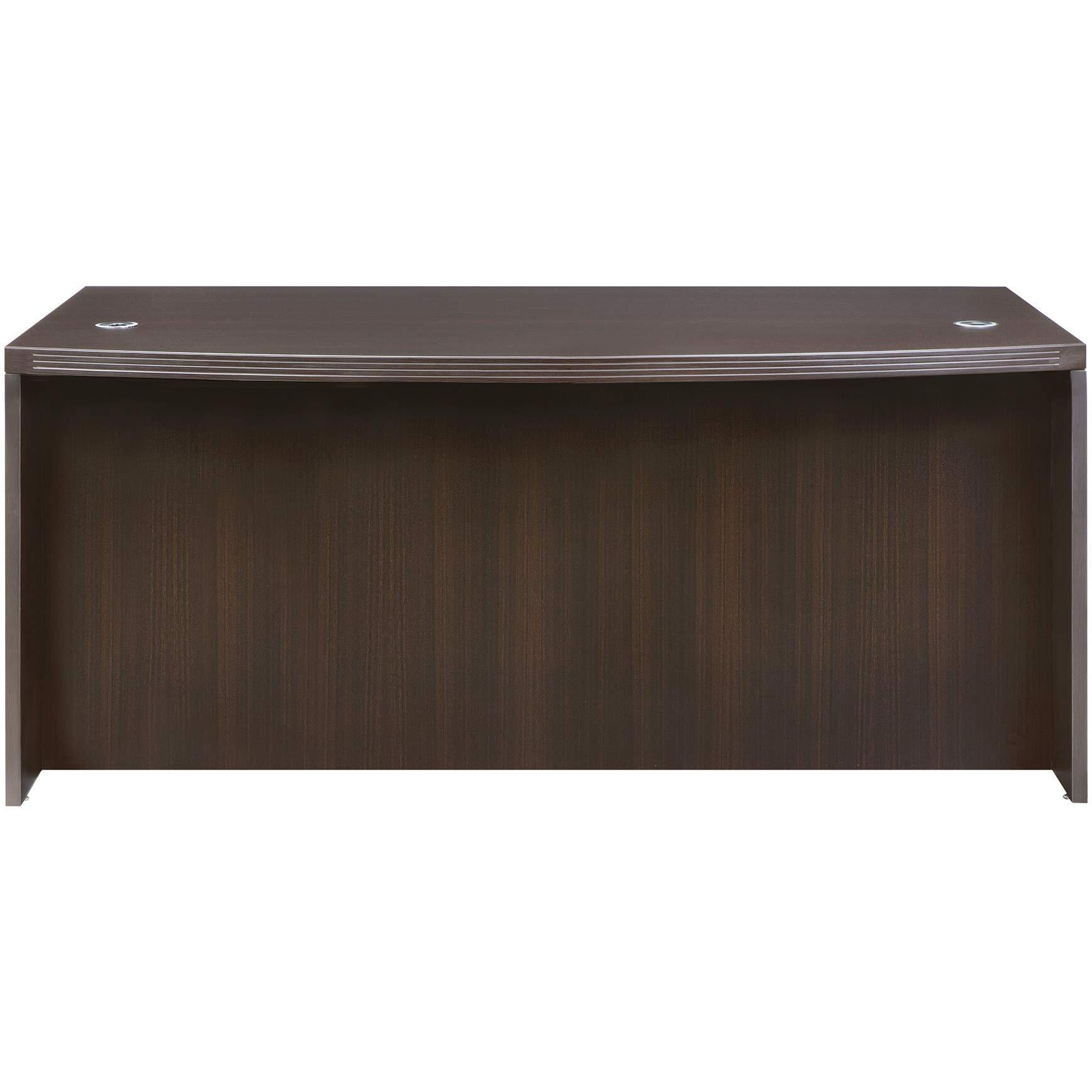 Aberdeen Series Laminate Bow Front Desk Shell  72W X 42D X 29-1/2H  Mocha