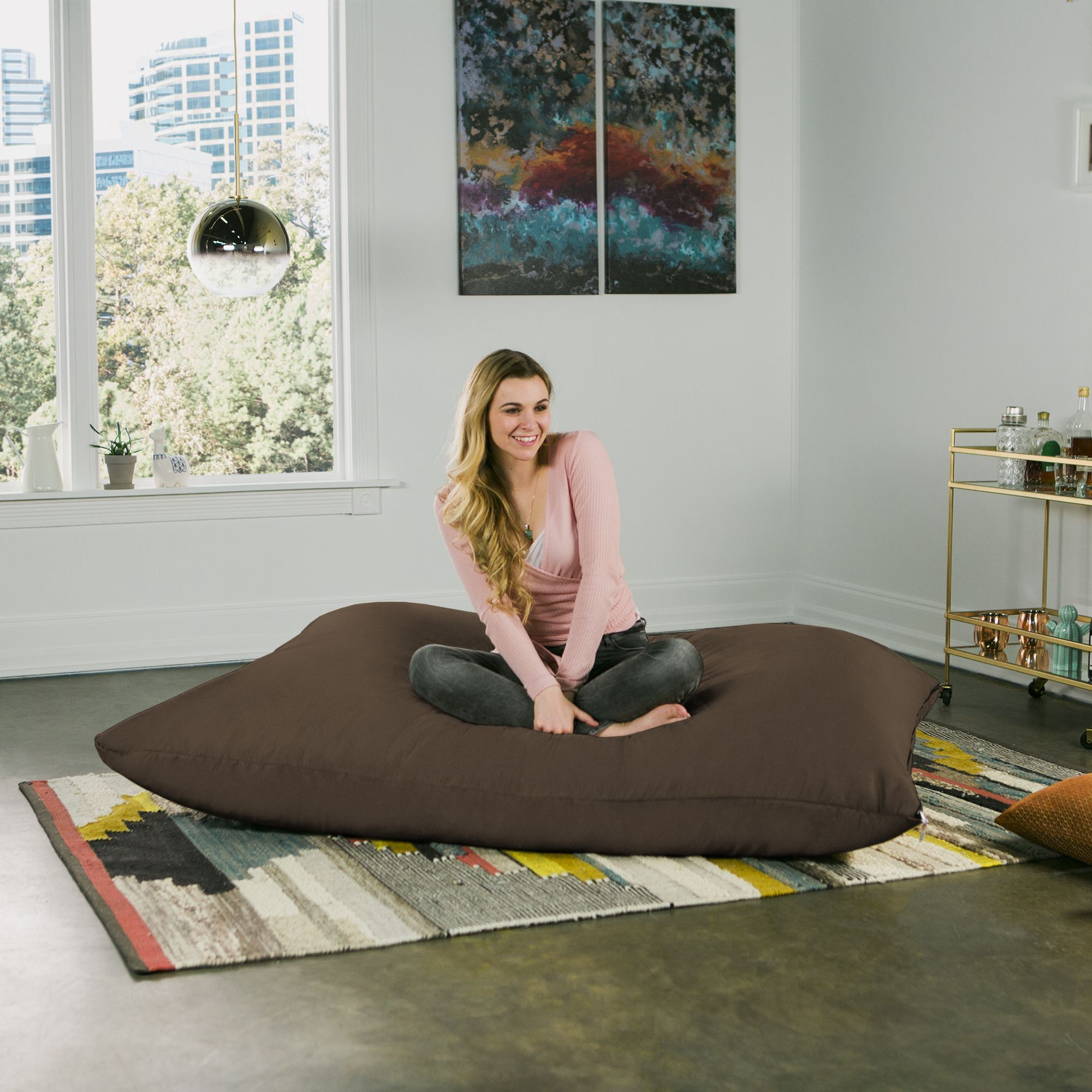 Jaxx 5.5 Ft Pillow Saxx Bean Bag Pillow  Chocolate