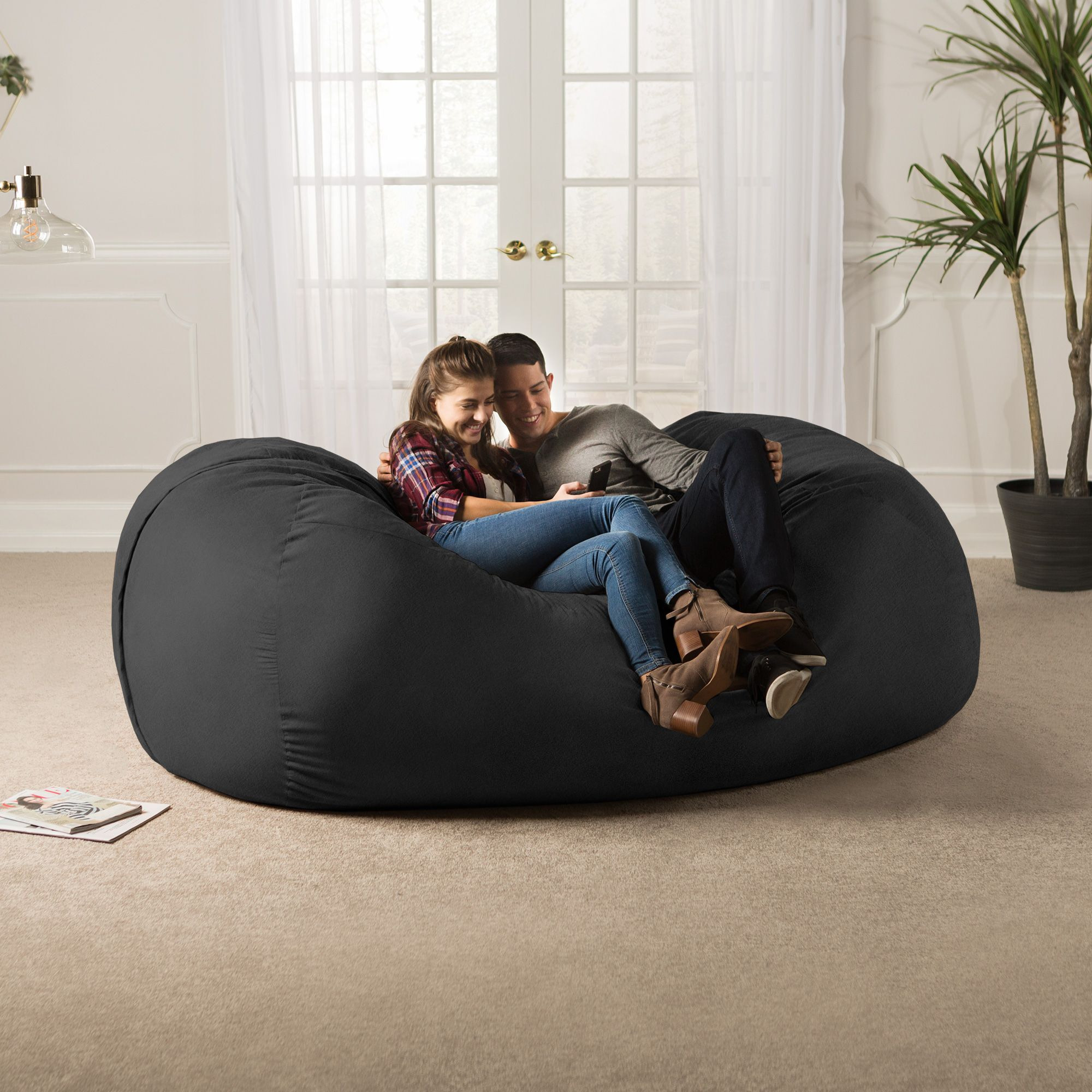 Jaxx 7 Foot Giant Bean Bag Sofa  Black