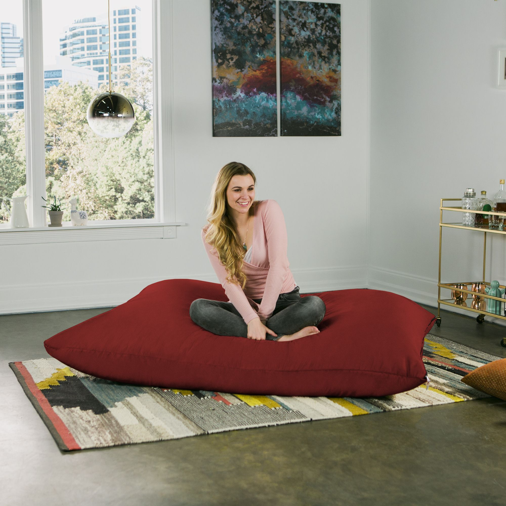 Jaxx 5.5 Ft Pillow Saxx Bean Bag Pillow  Cinnabar