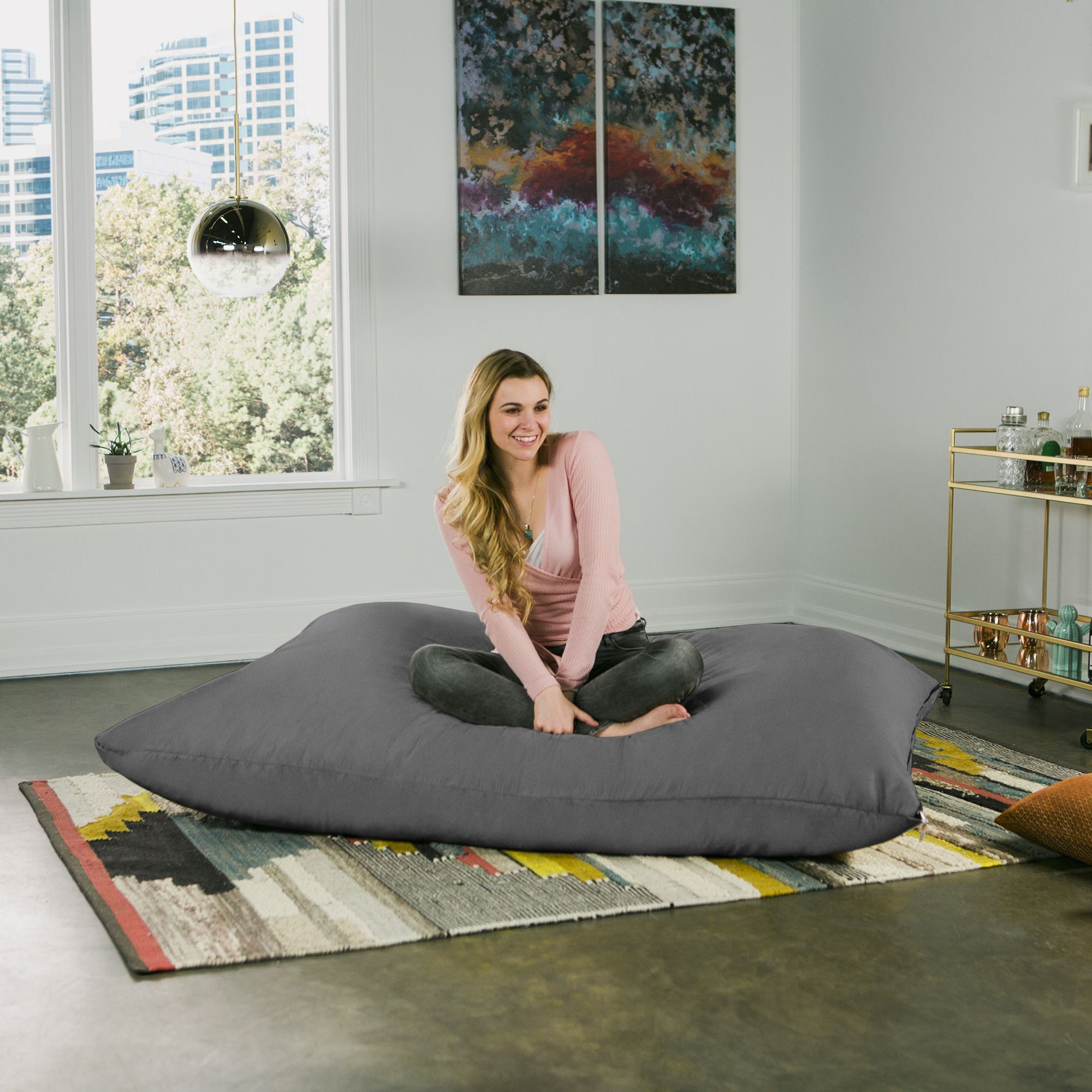 Jaxx 5.5 Ft Pillow Saxx Bean Bag Pillow  Charcoal