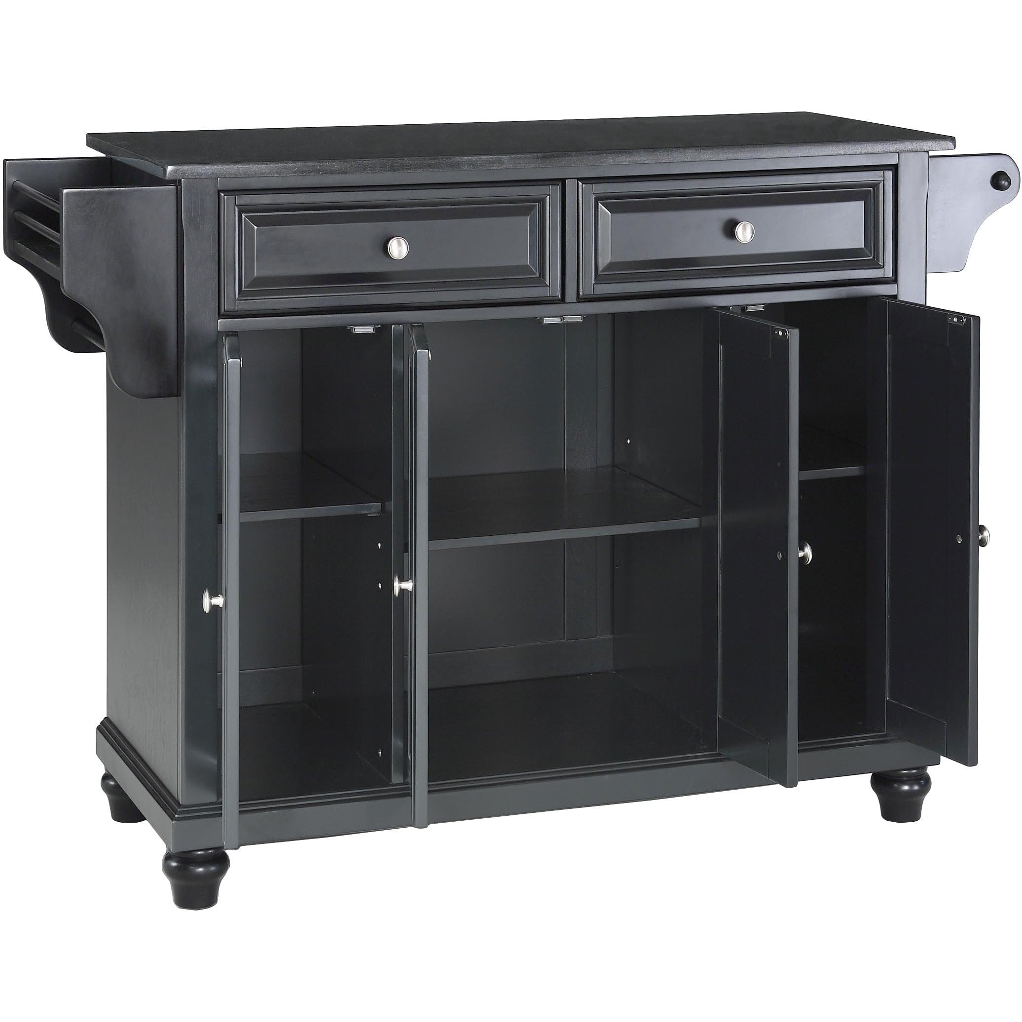Cambridge Granite Top Full Size Kitchen Island/Cart Black/Black