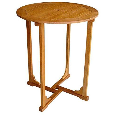 Royal Tahiti Outdoor Wood Bar Height  Round Table